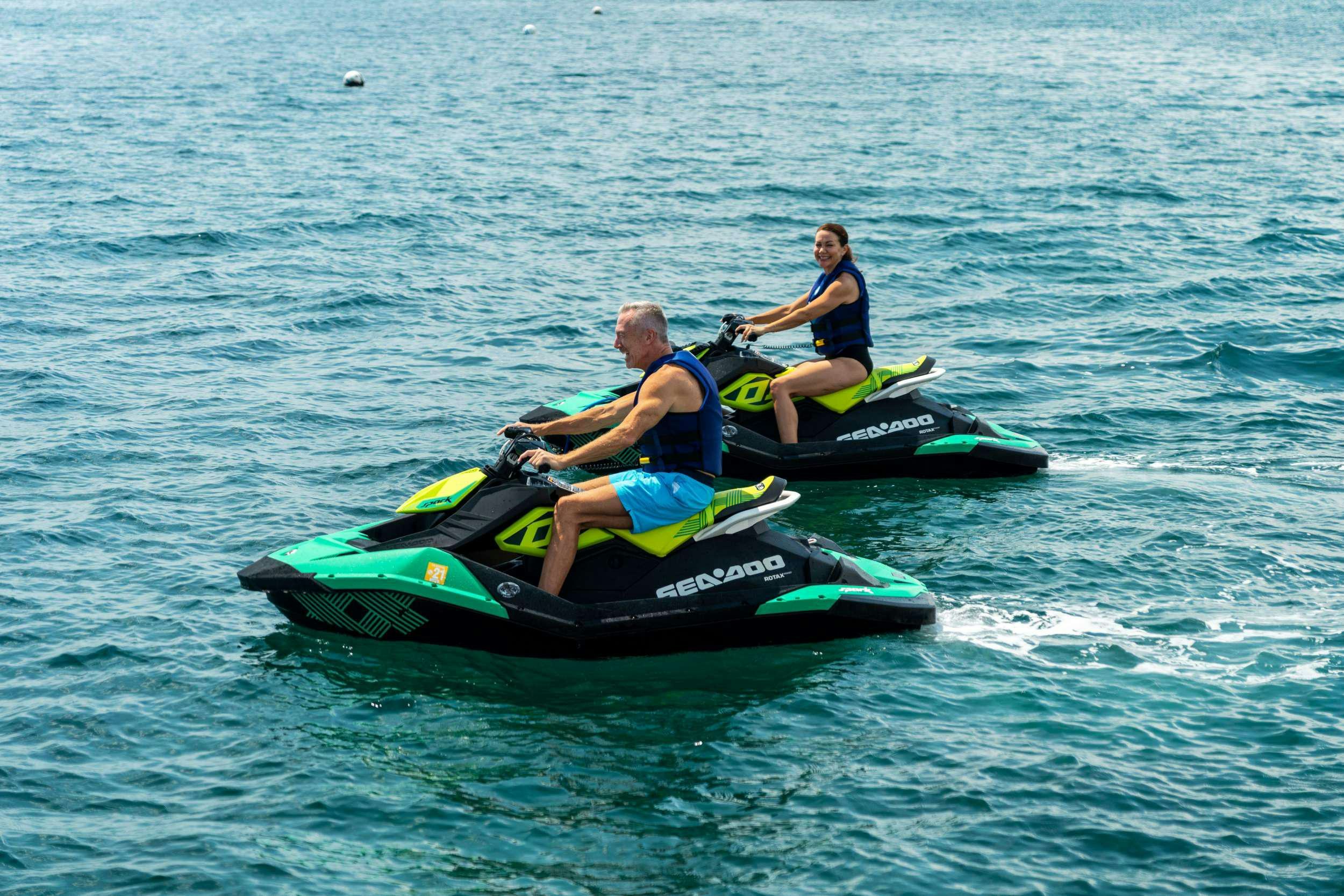a group of people in a canoe aboard CORAGGIO Yacht for Charter