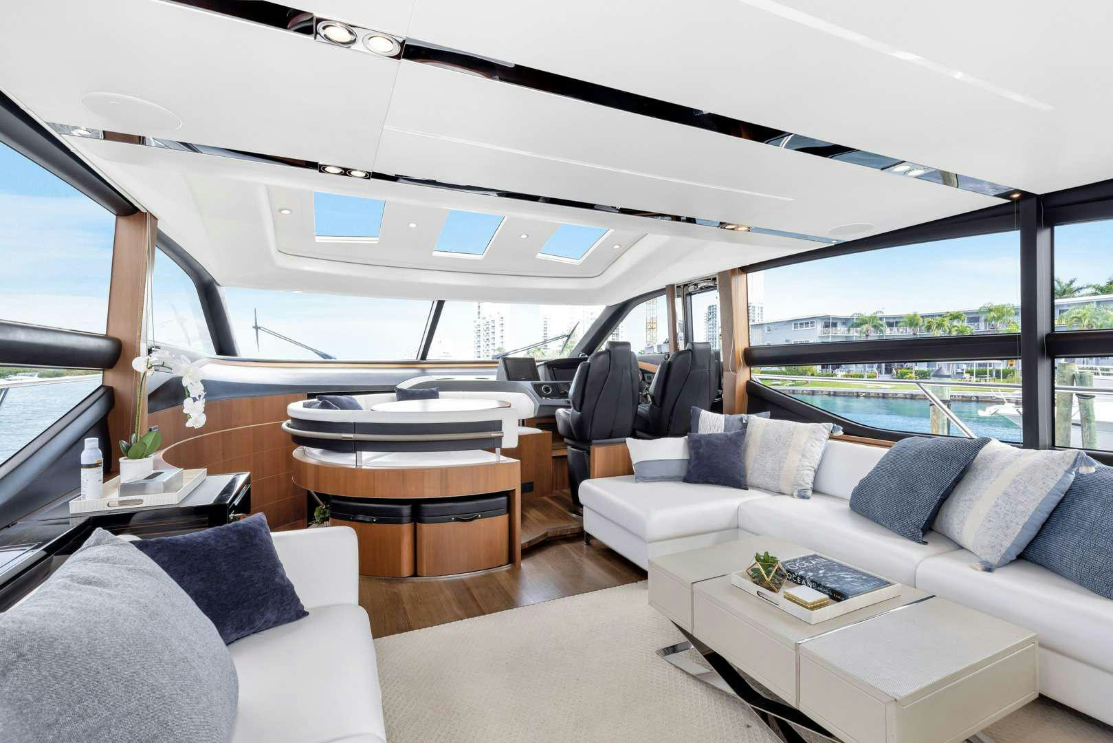 inside of a car aboard SNOWBIRD Yacht for Charter