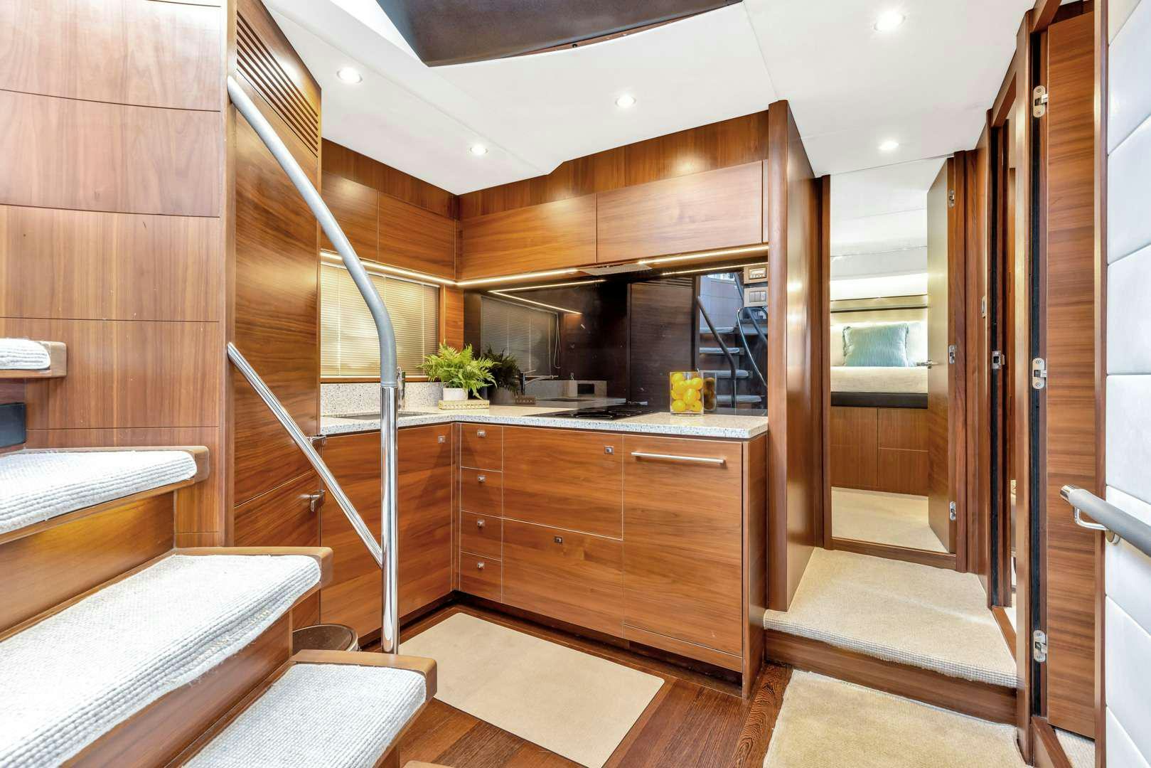 a modern looking kitchen aboard SNOWBIRD Yacht for Charter