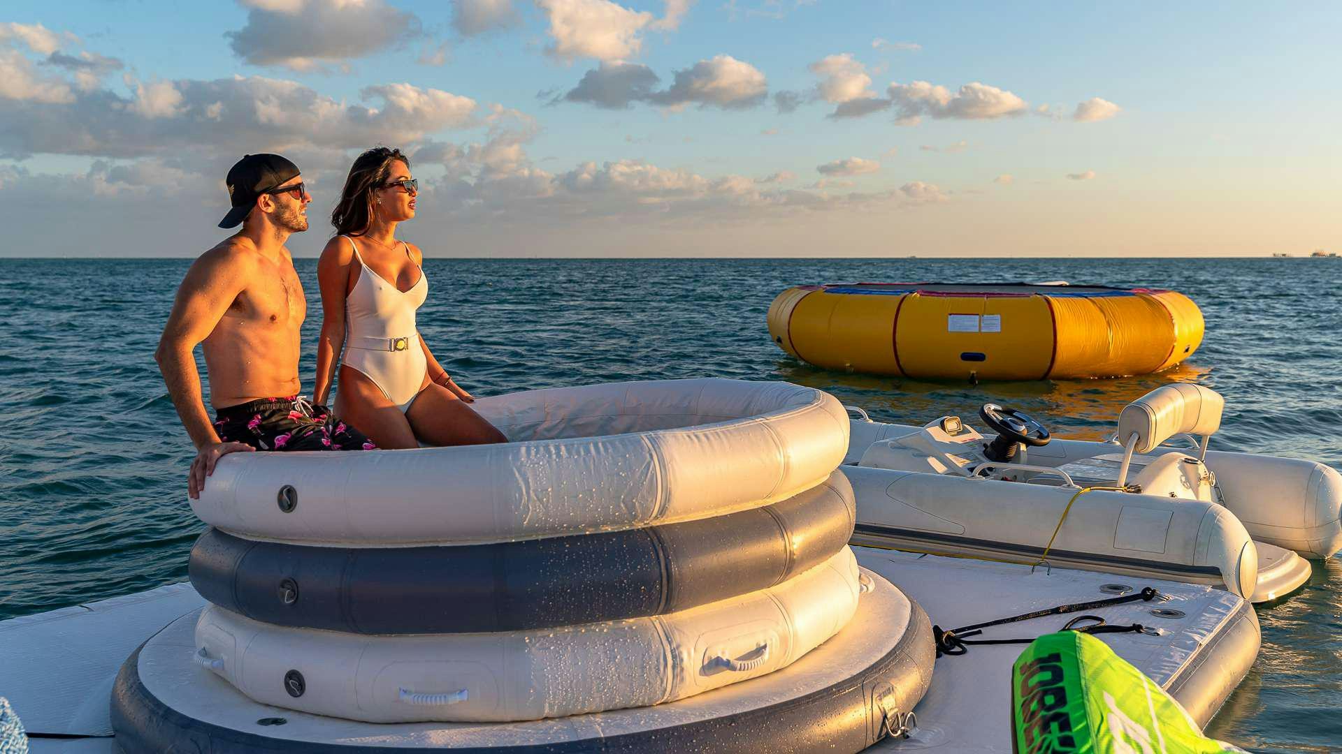 a couple of women on a boat aboard SNOWBIRD Yacht for Charter