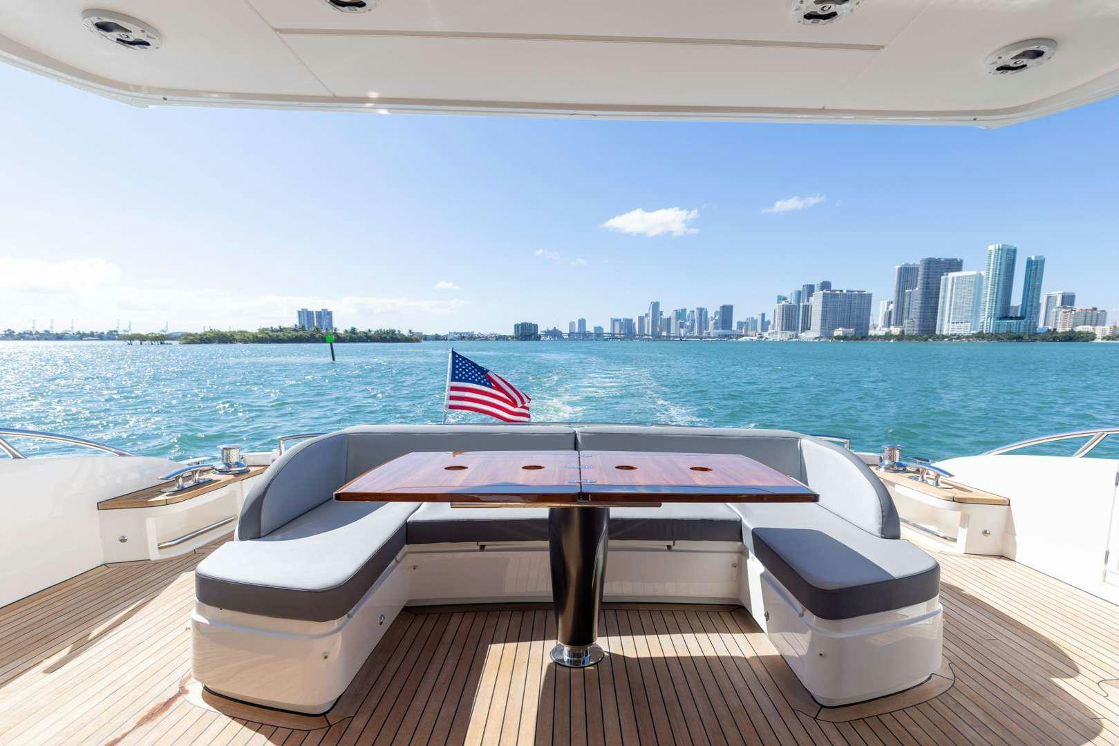 a table on a boat aboard SNOWBIRD Yacht for Charter