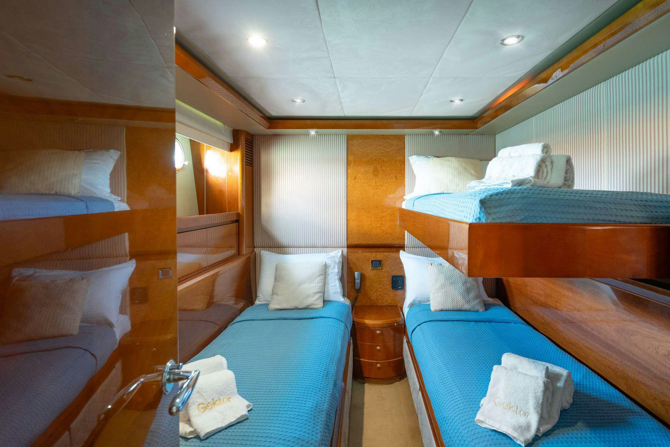 a room with bunk beds aboard GEKTOR Yacht for Charter