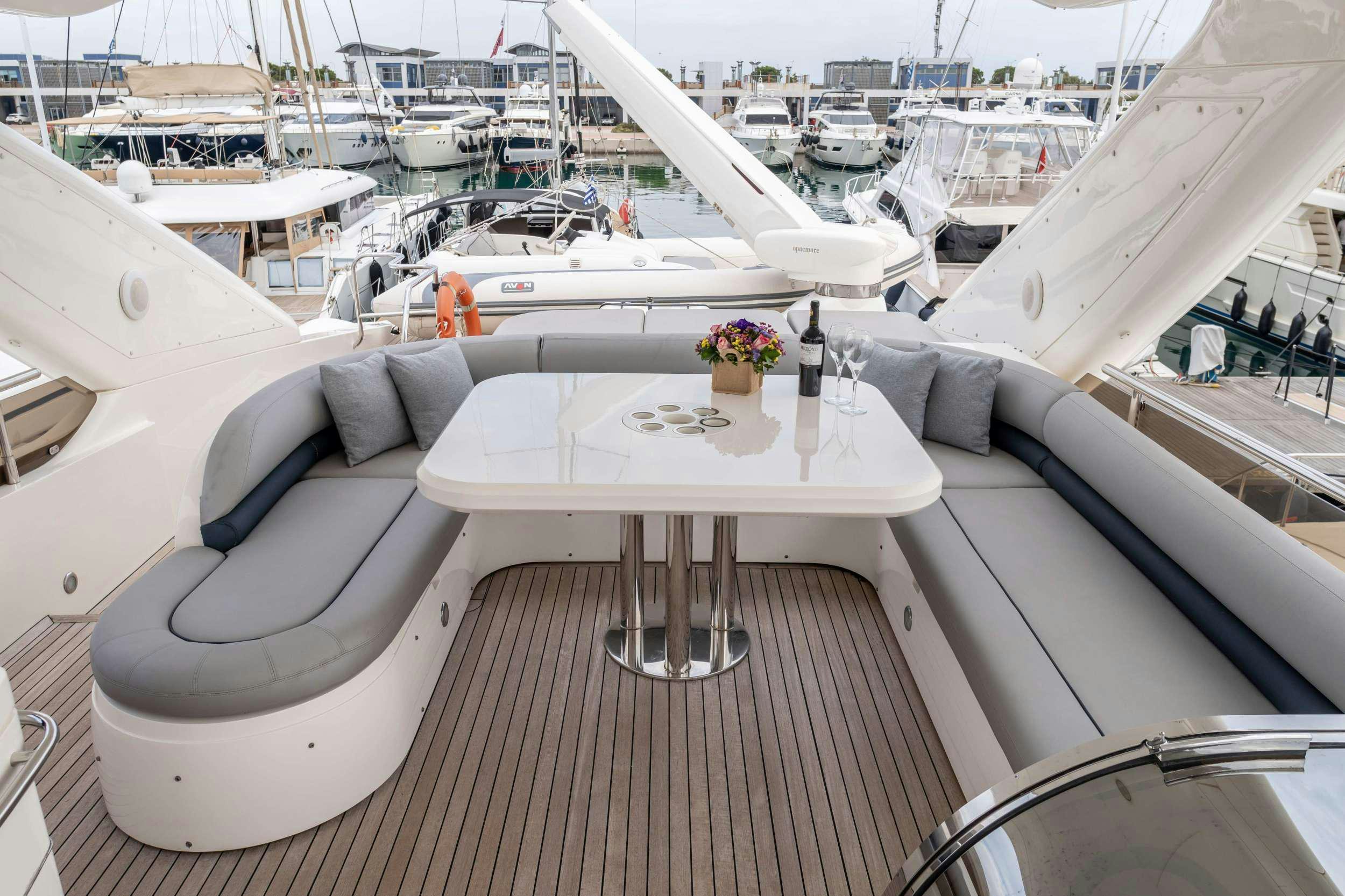 a table on a boat aboard GEKTOR Yacht for Charter