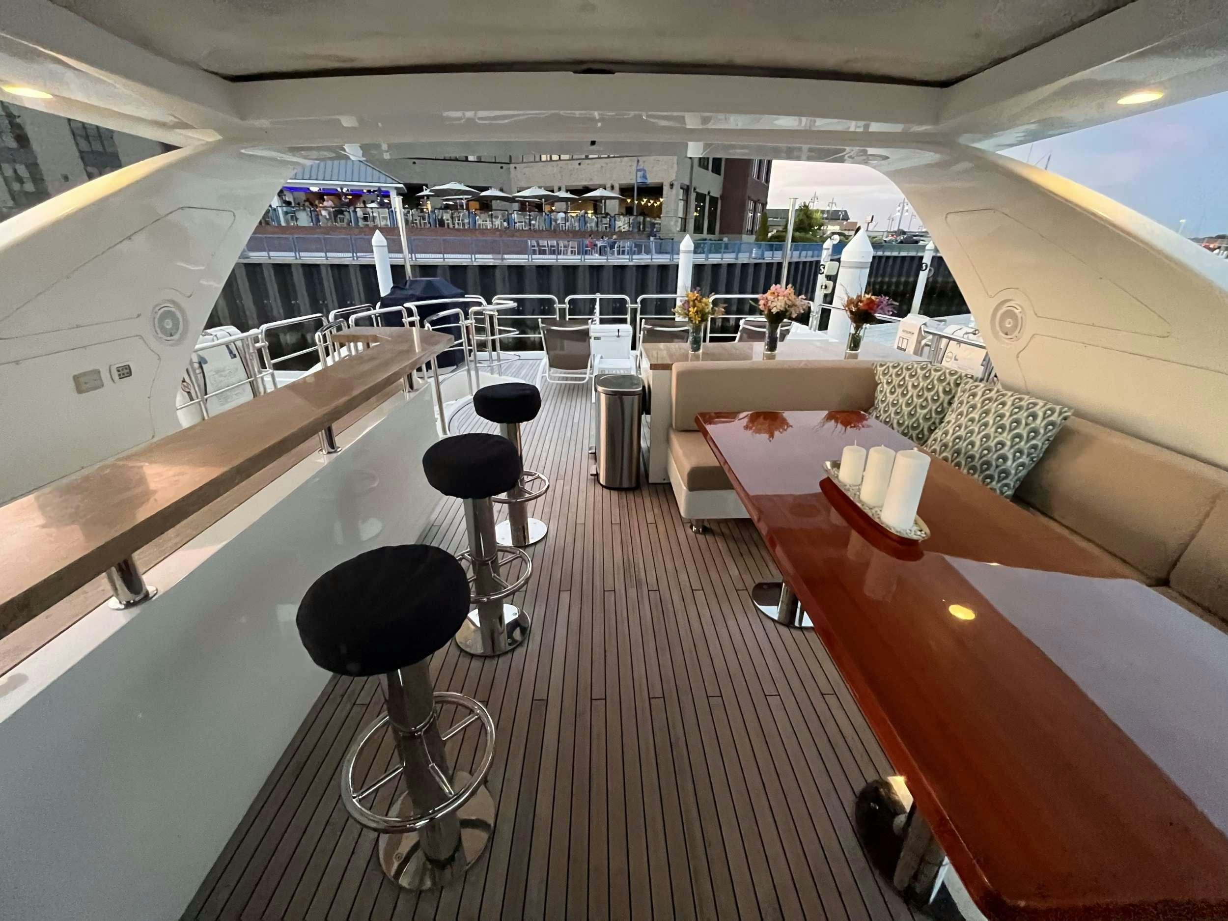 inside of a building with chairs and tables aboard 86  ITALIAN Yacht for Charter
