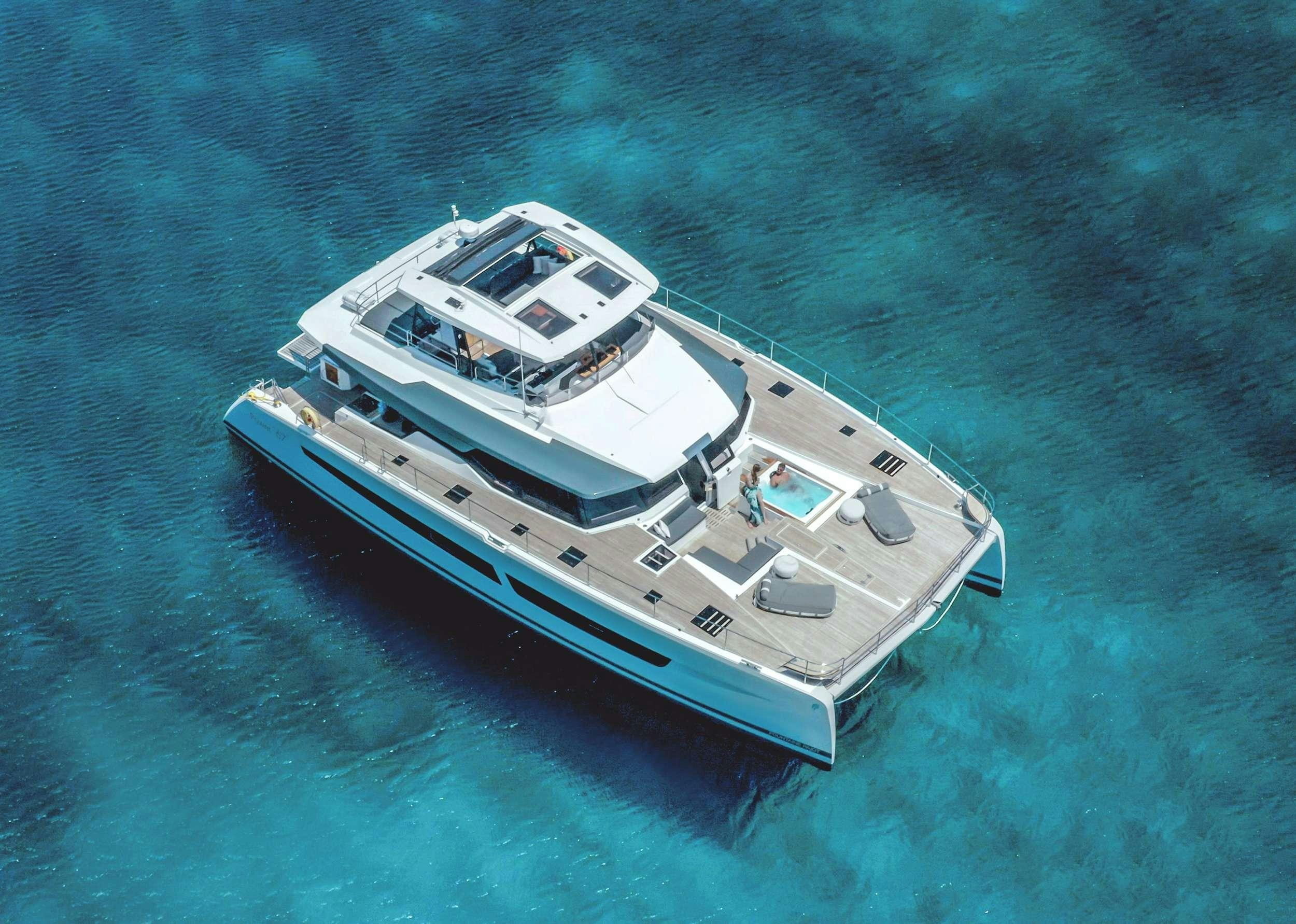a high angle view of a ship aboard D2 Yacht for Charter