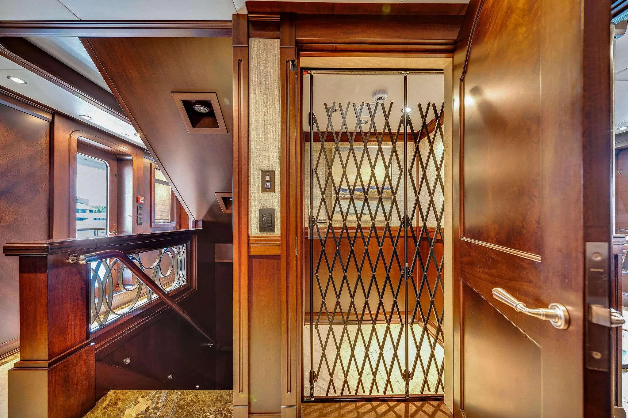 a door with a glass door aboard VALHALLA Yacht for Charter