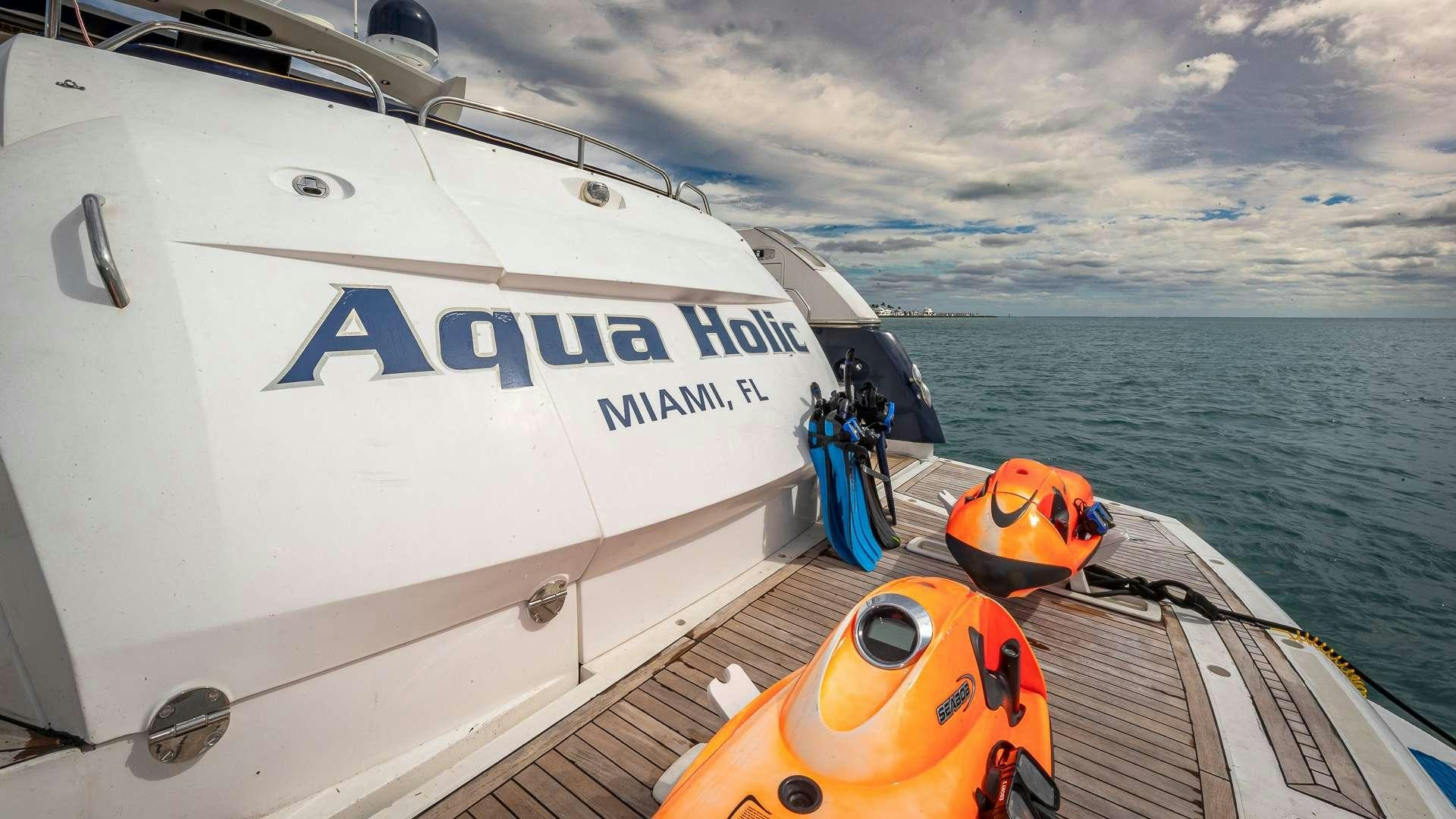 a boat on the water aboard AQUAHOLIC Yacht for Charter