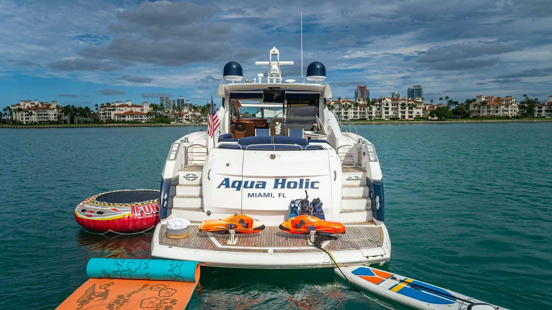 a boat on the water aboard AQUAHOLIC Yacht for Charter