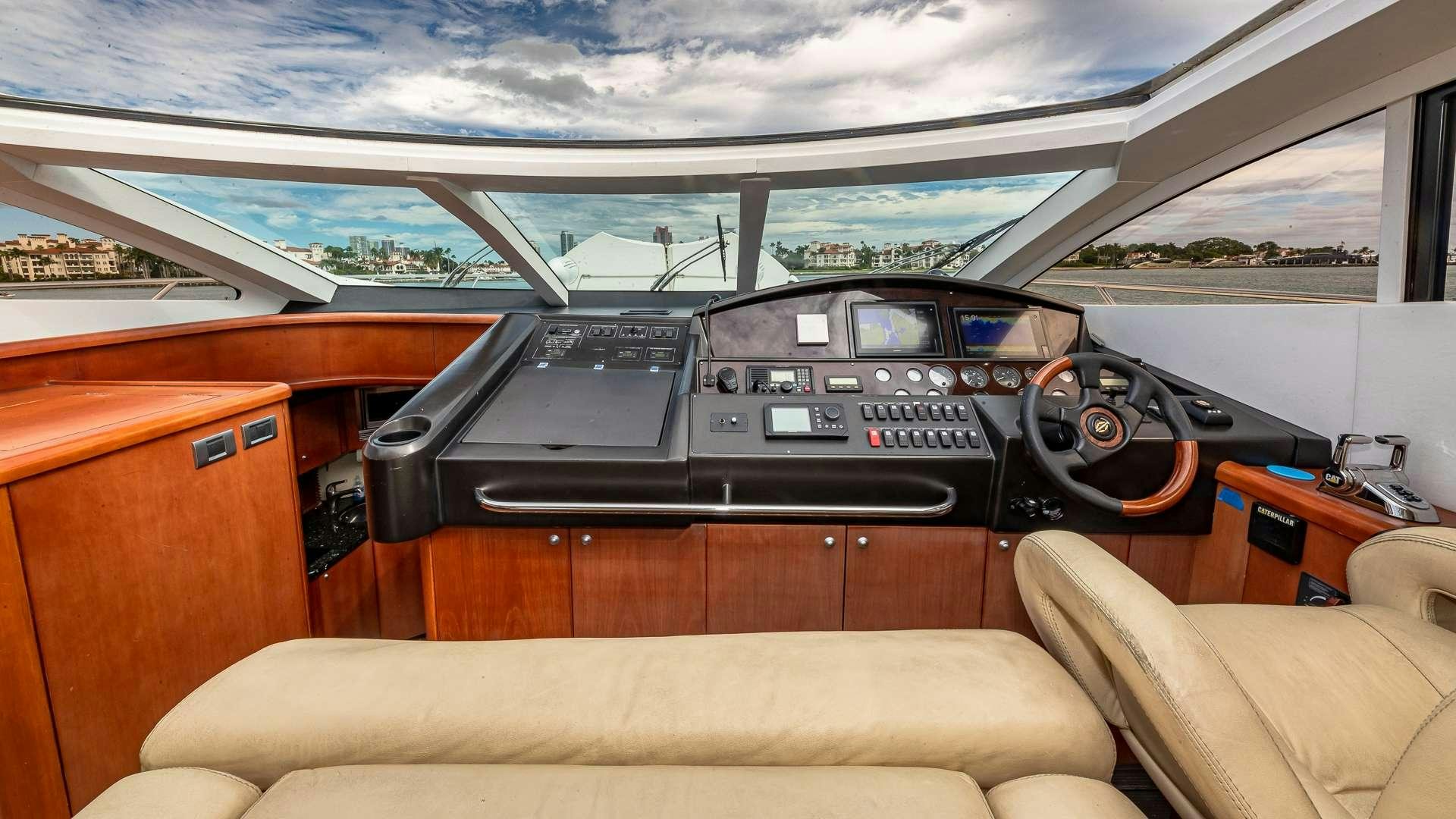 inside of a car aboard AQUAHOLIC Yacht for Charter