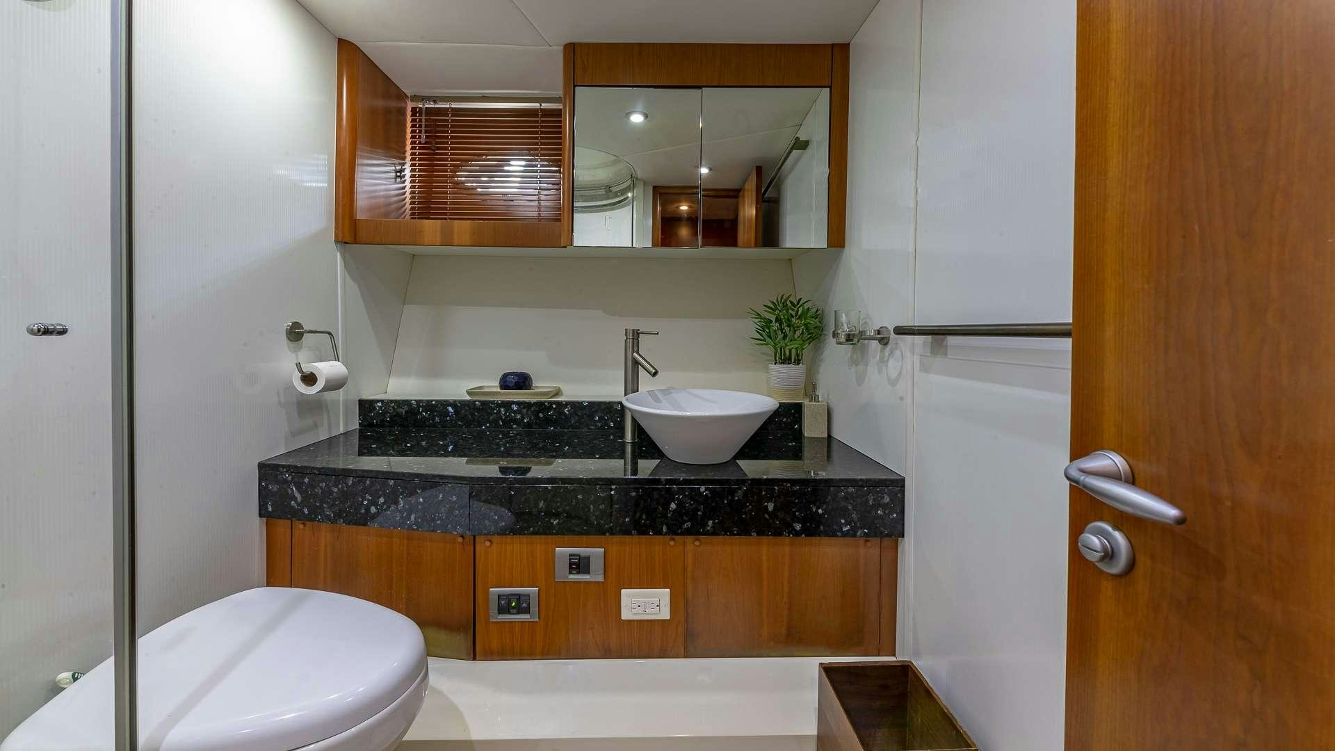 a bathroom with a sink and a toilet aboard AQUAHOLIC Yacht for Charter