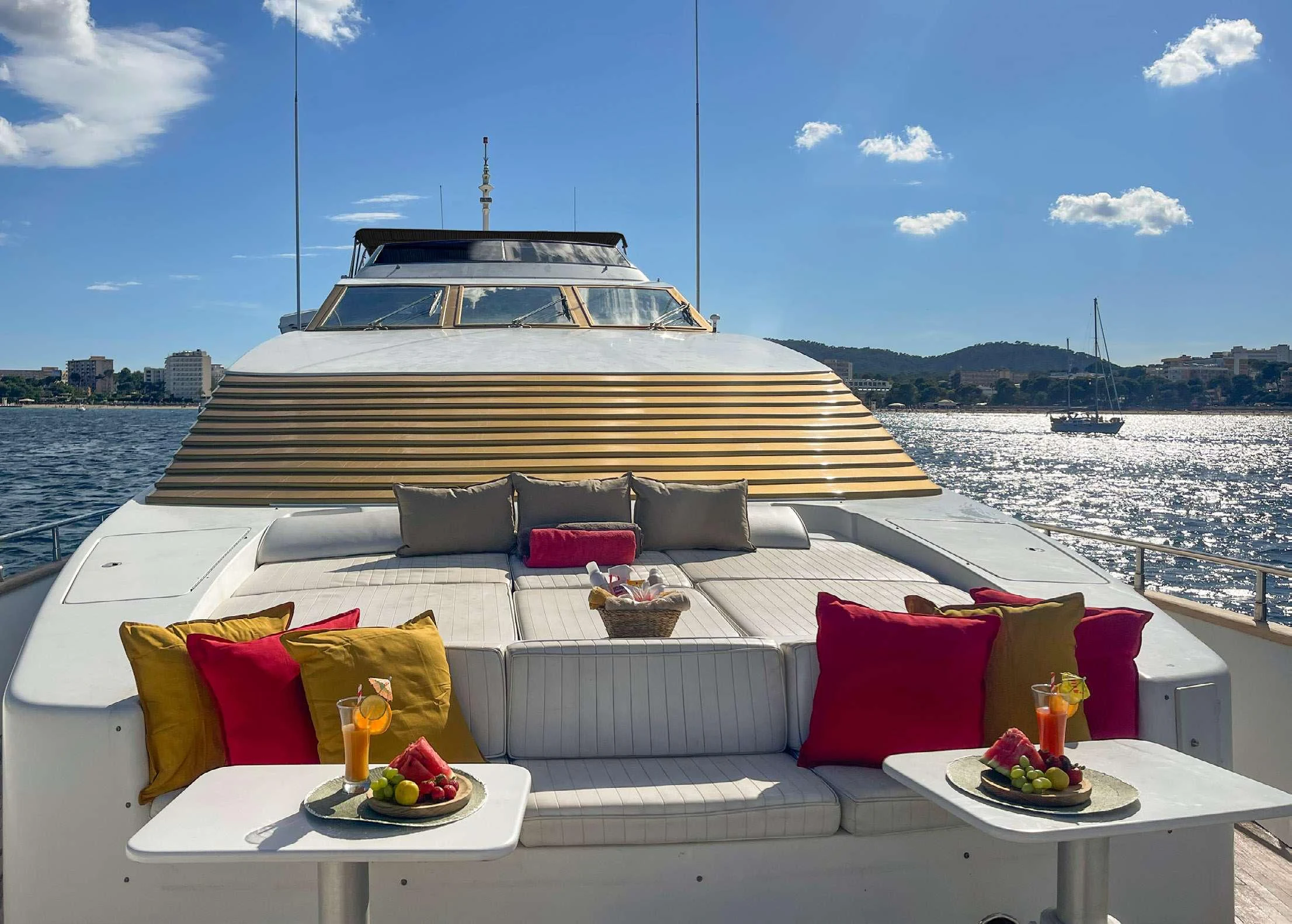 a boat on a water body aboard BLUE GOLD Yacht for Charter