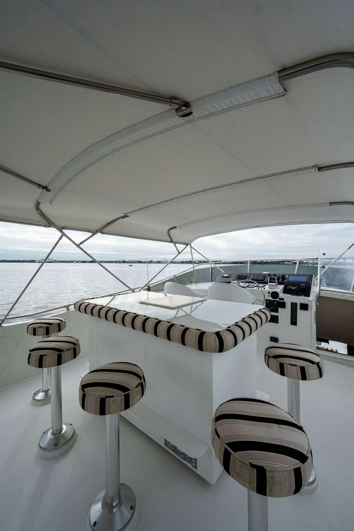 a group of chairs in a room aboard BANDIT Yacht for Charter