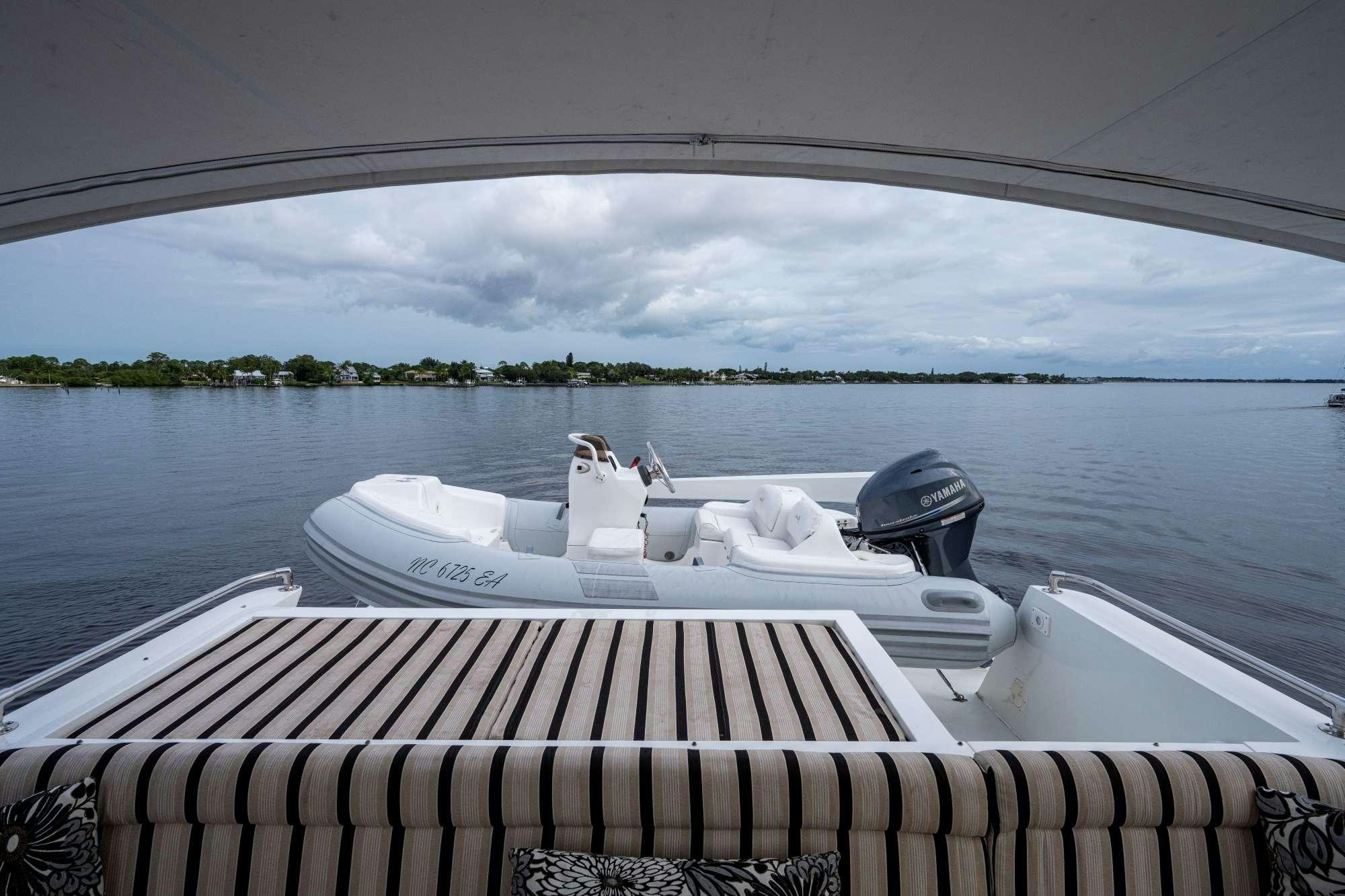 a boat with a white object on it aboard BANDIT Yacht for Charter