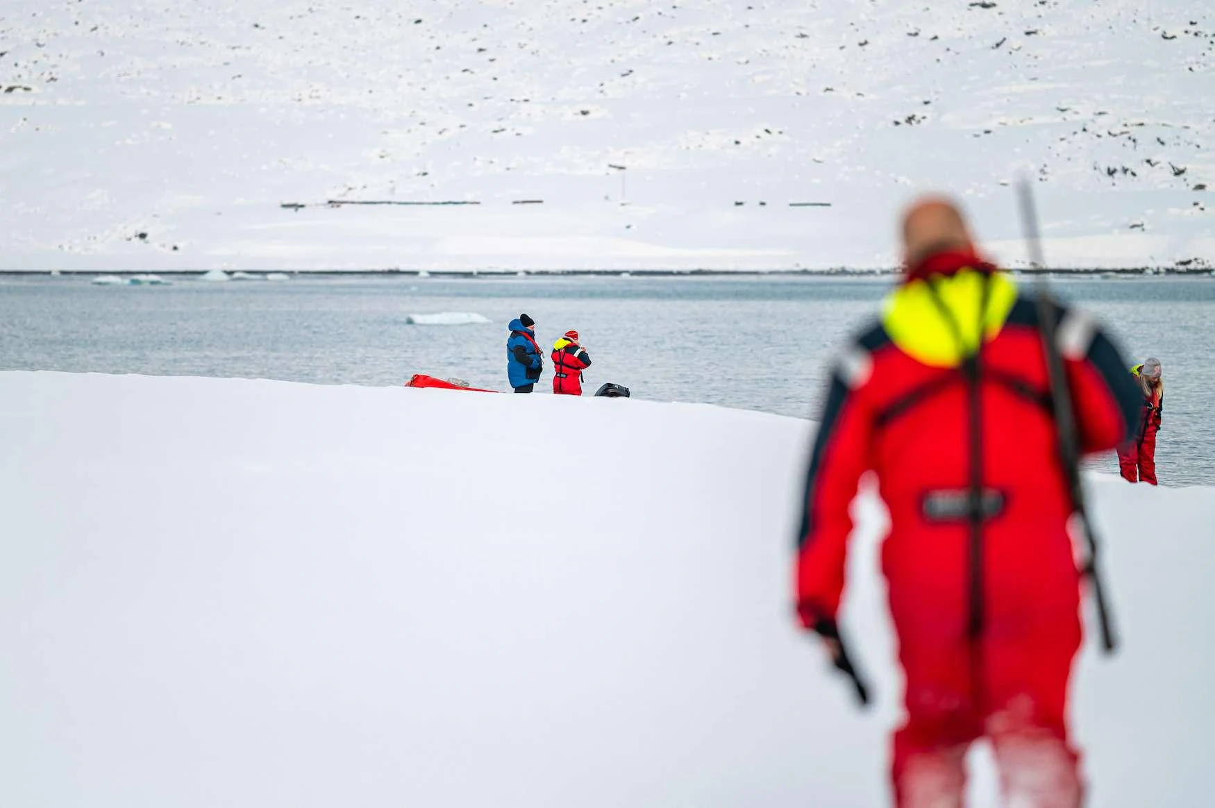 a person walking on a snowy path aboard ARGUS Yacht for Charter
