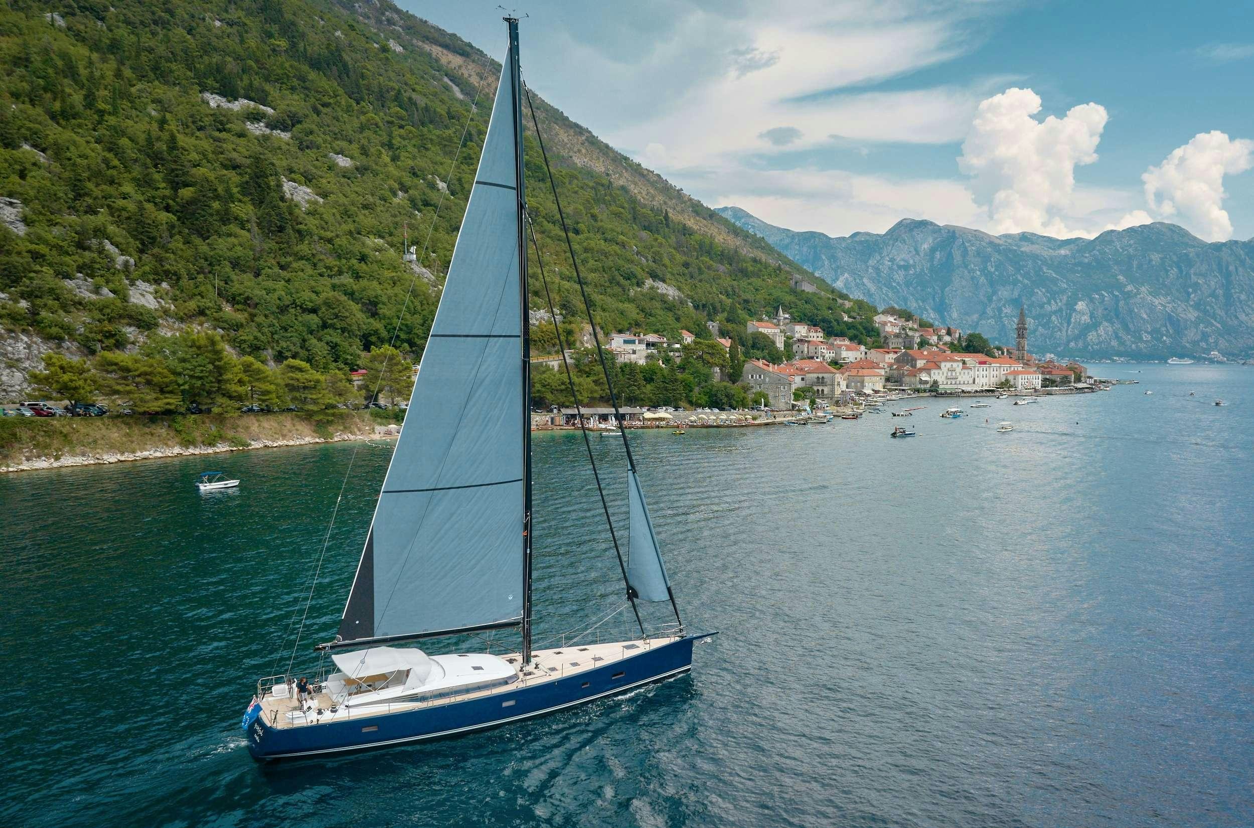 a sailboat on the water aboard GRATEFUL Yacht for Charter