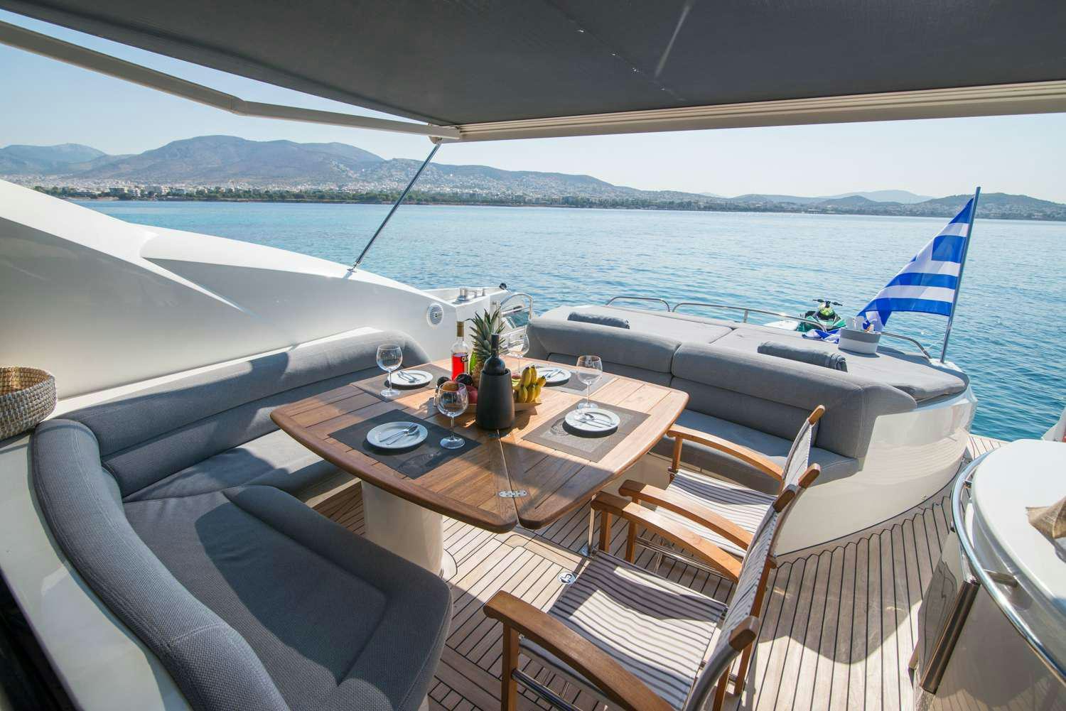 a table on a boat aboard ELENTARI Yacht for Charter