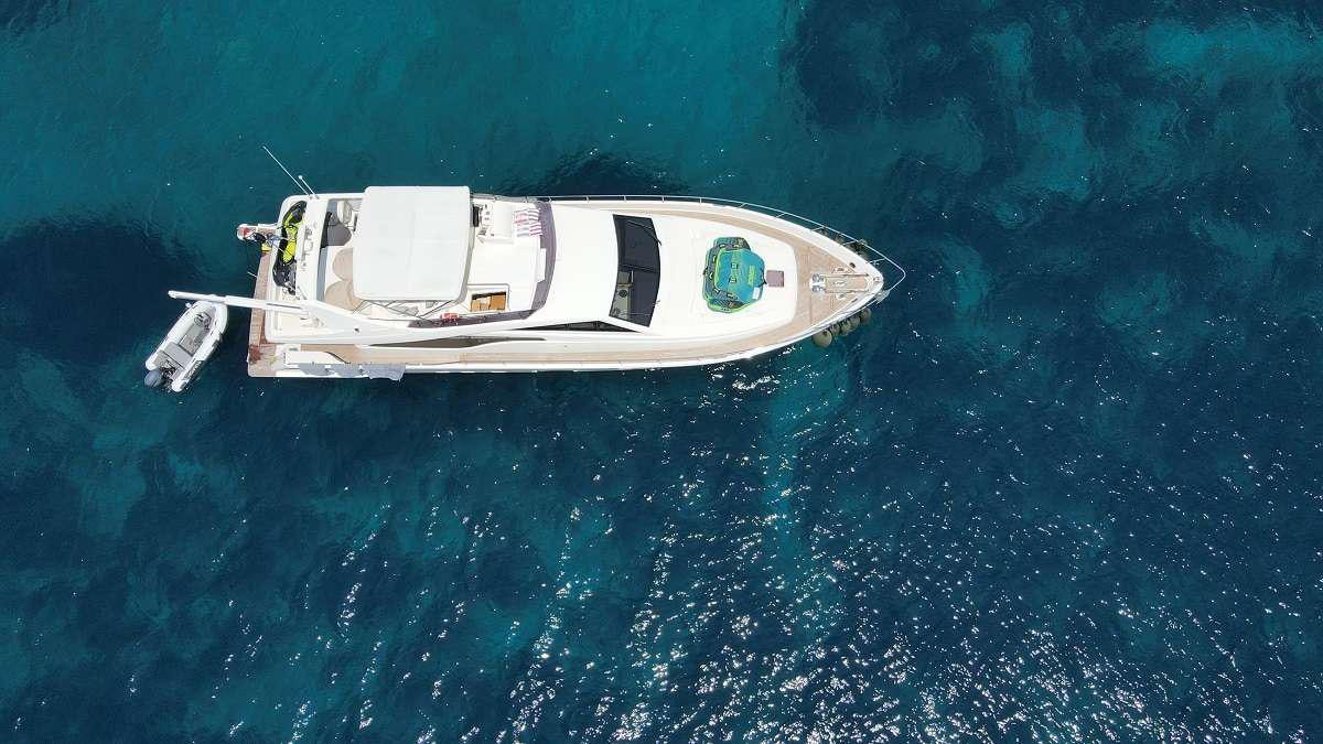 a high angle view of a ship aboard FLOW Yacht for Charter