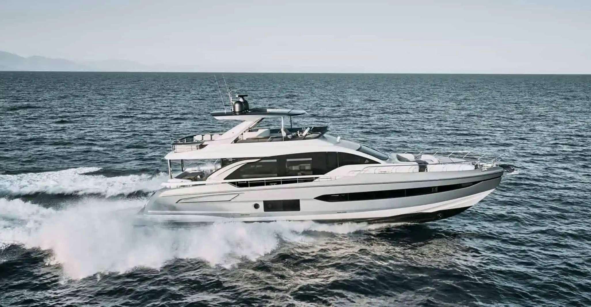 a white boat in the water aboard PARADISE PEARL Yacht for Charter