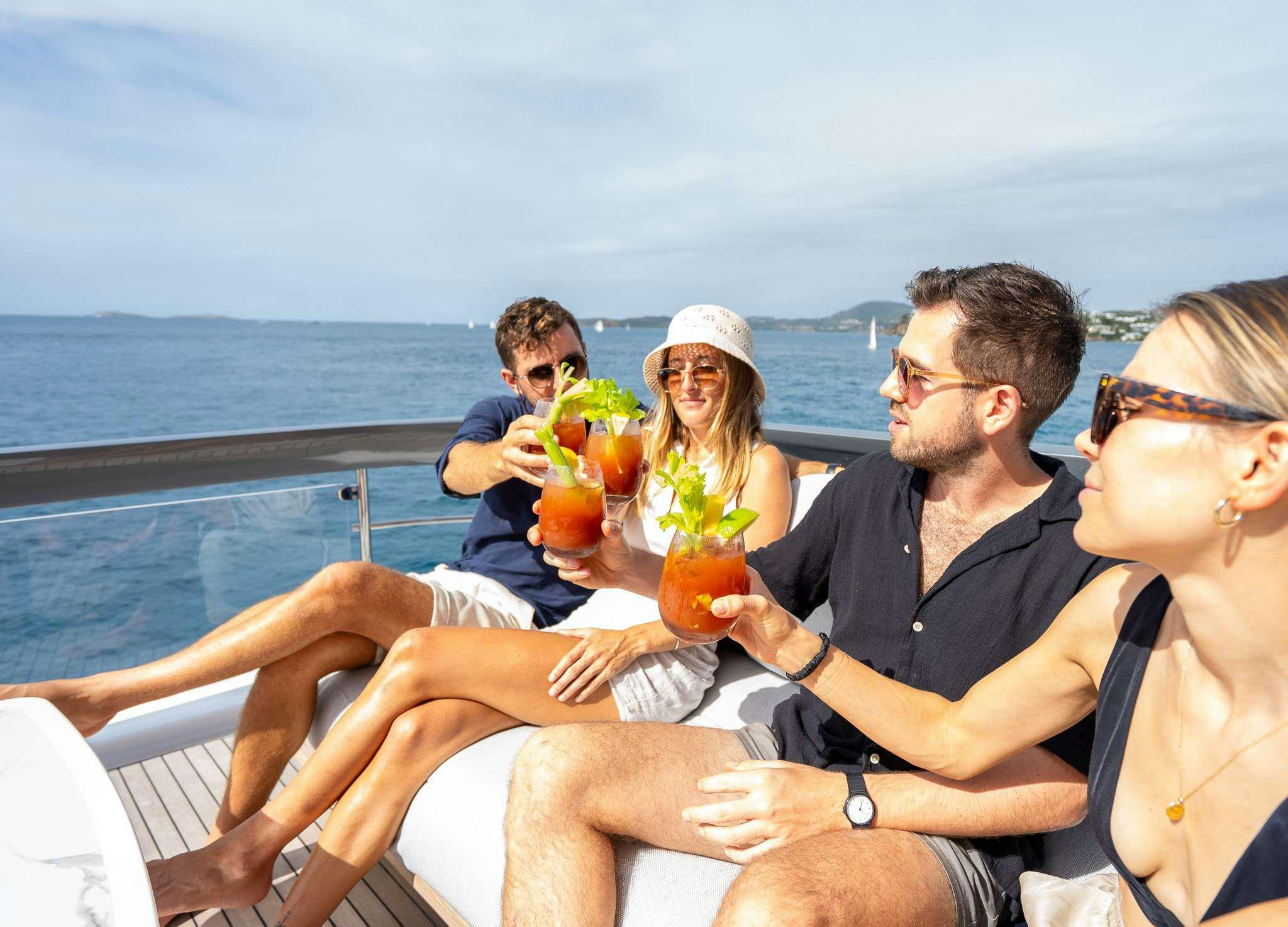 a group of people on a boat aboard PARADISE PEARL Yacht for Charter