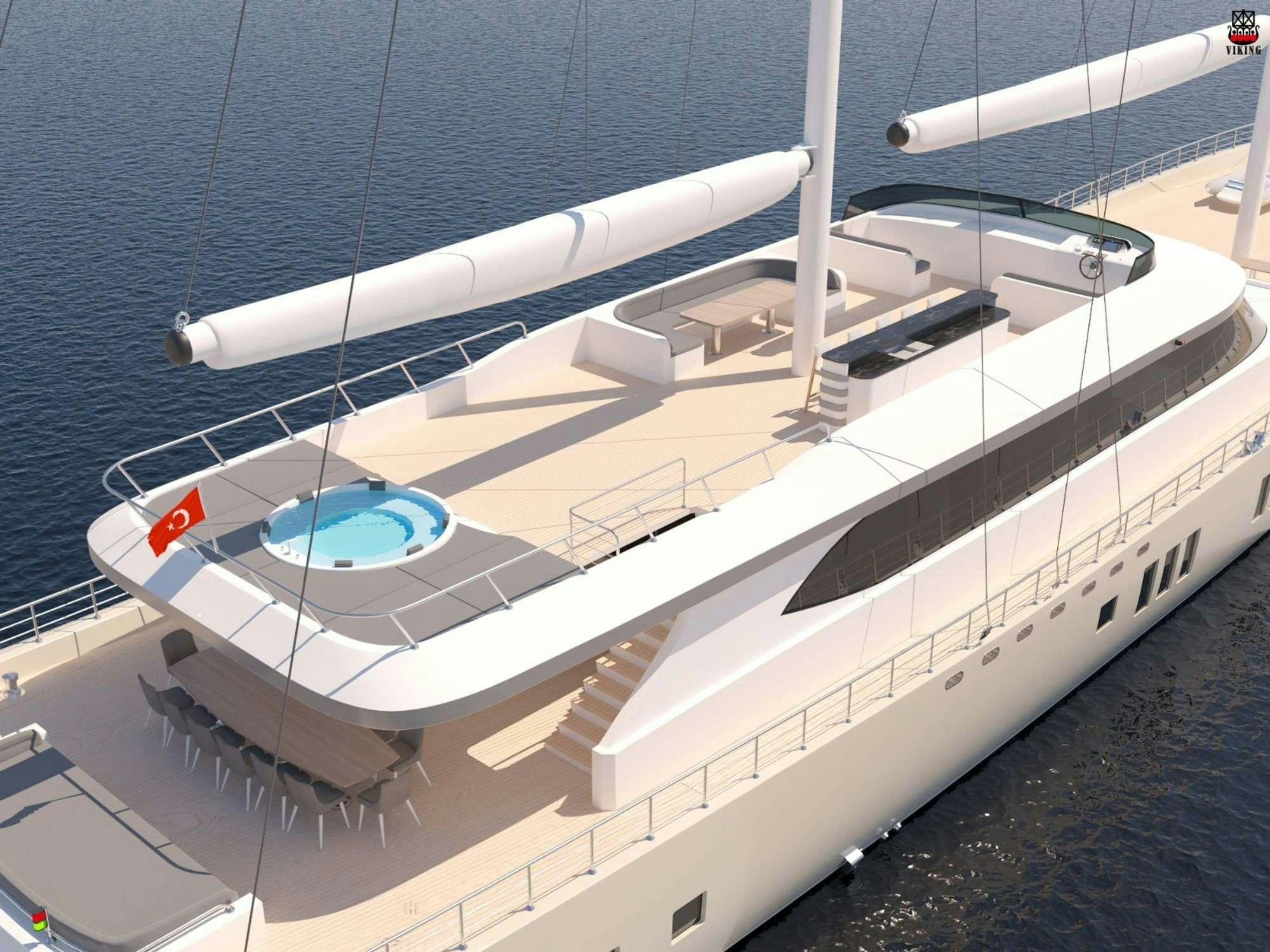 a white boat on the water aboard DE LOVE Yacht for Charter