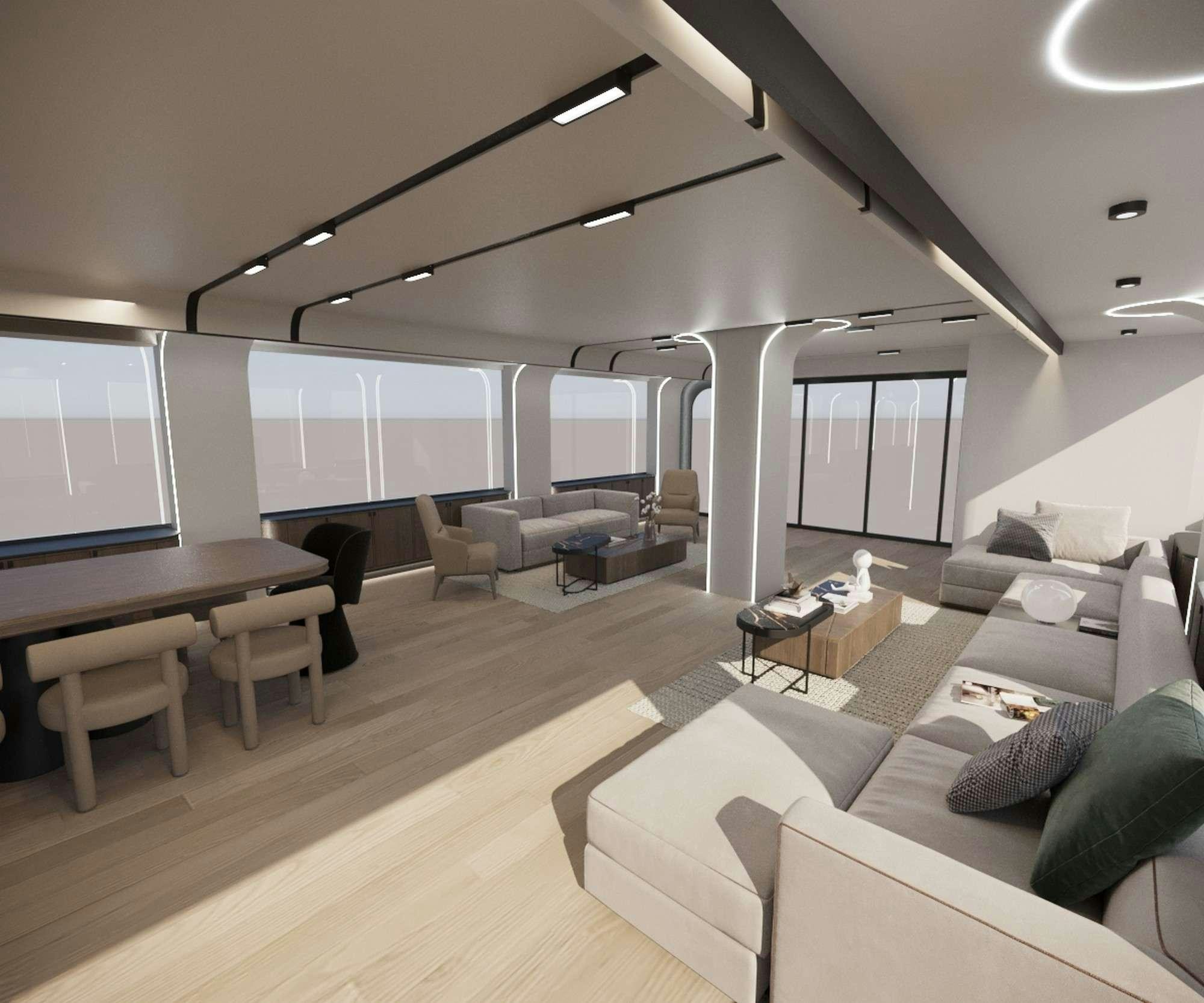 a room with a couch and a table and chairs aboard DE LOVE Yacht for Charter