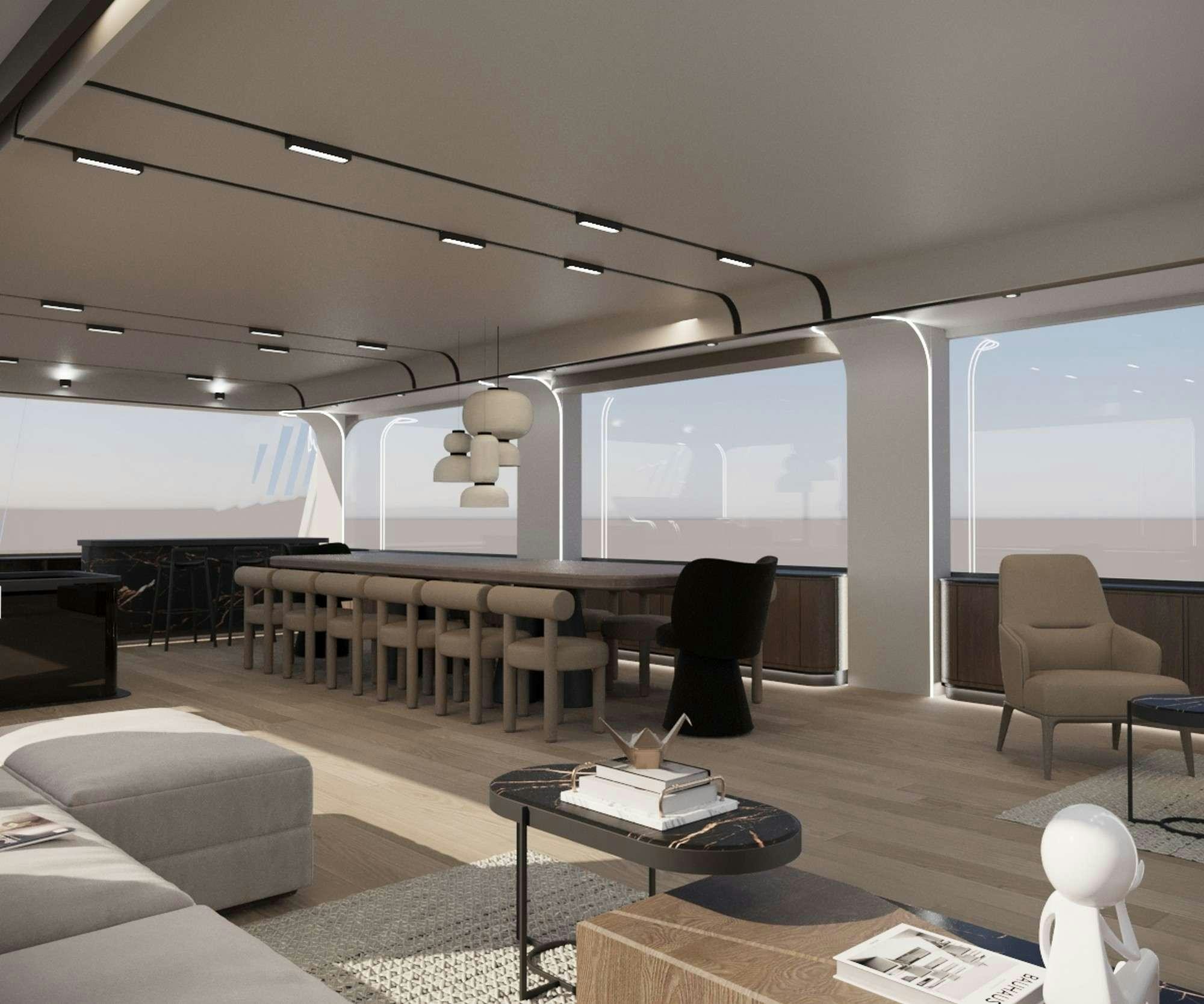 a room with a large screen aboard DE LOVE Yacht for Charter
