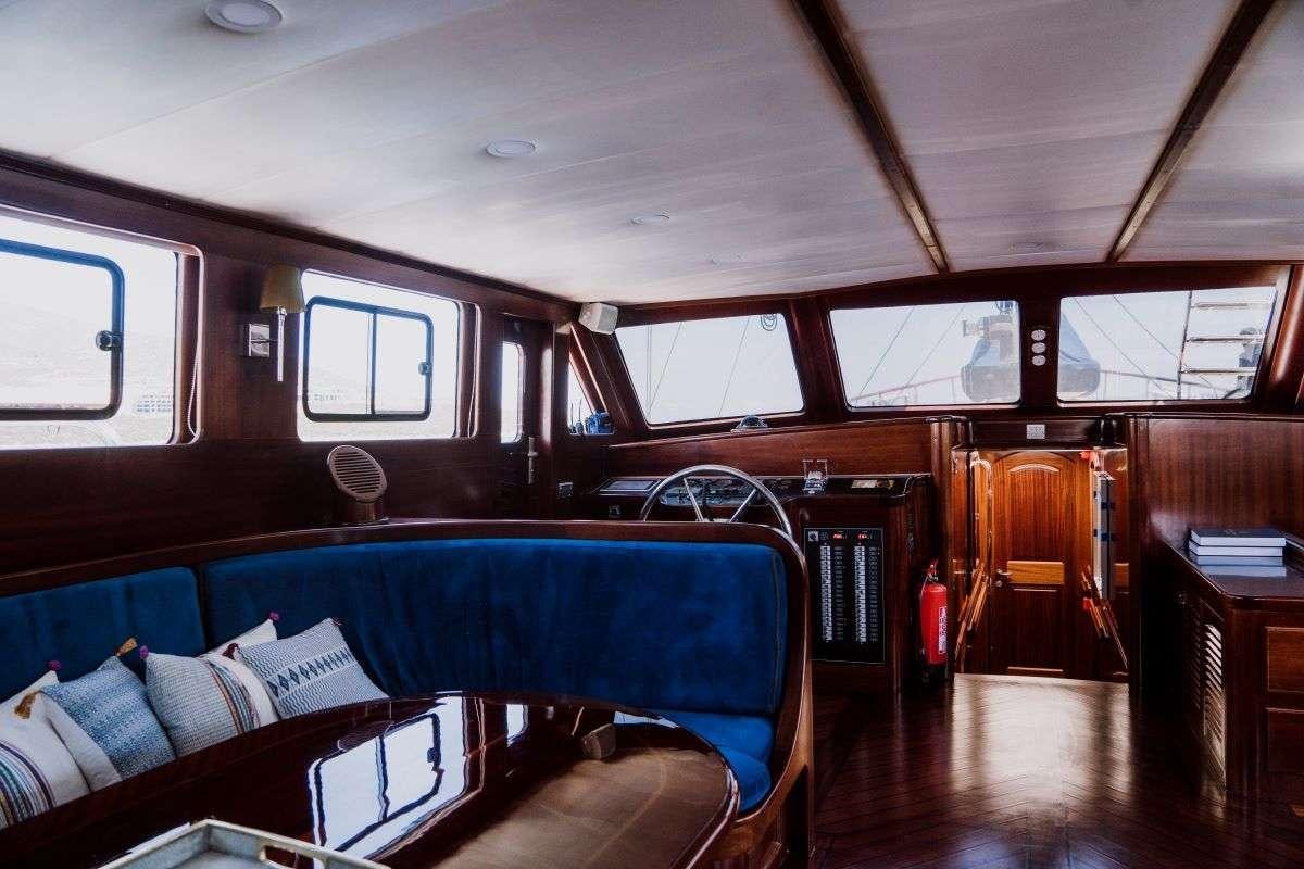 inside of a train aboard CAPRICORN ONE Yacht for Charter