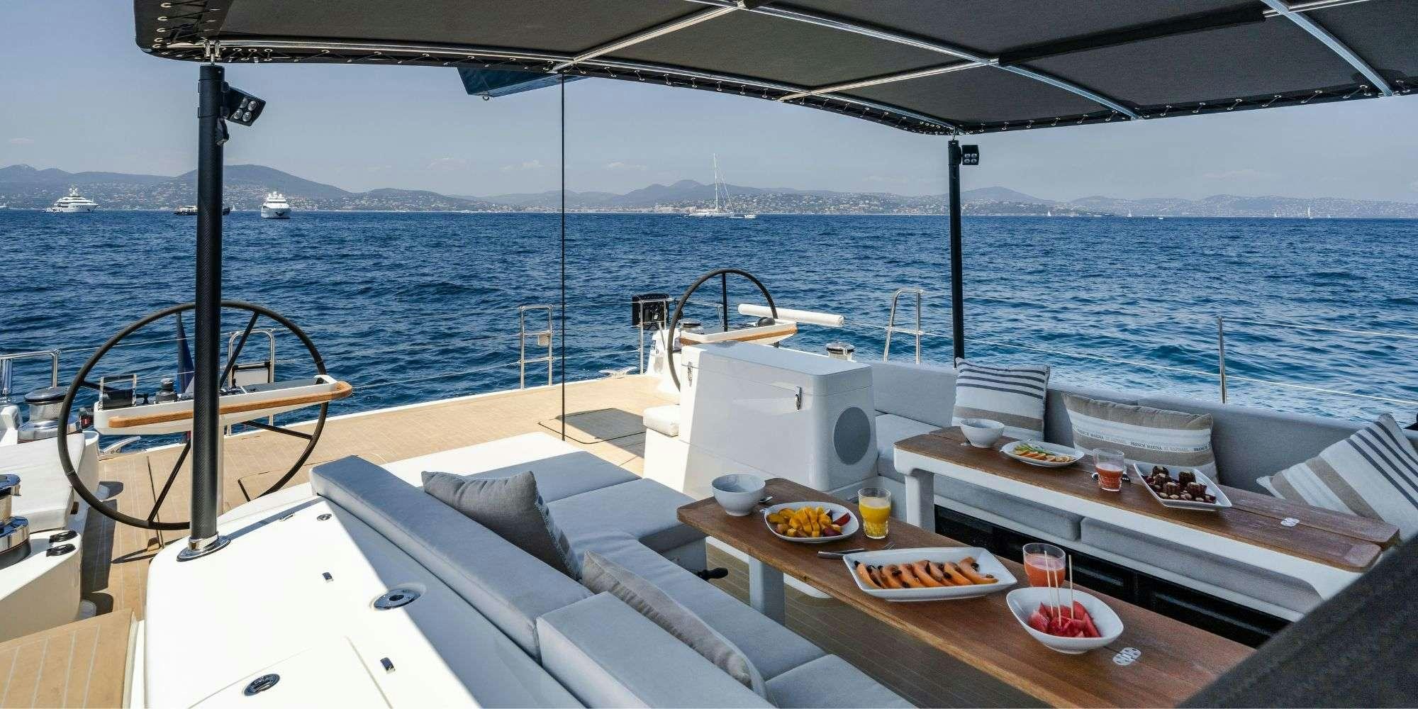a boat on the water aboard MYSTIC Yacht for Charter