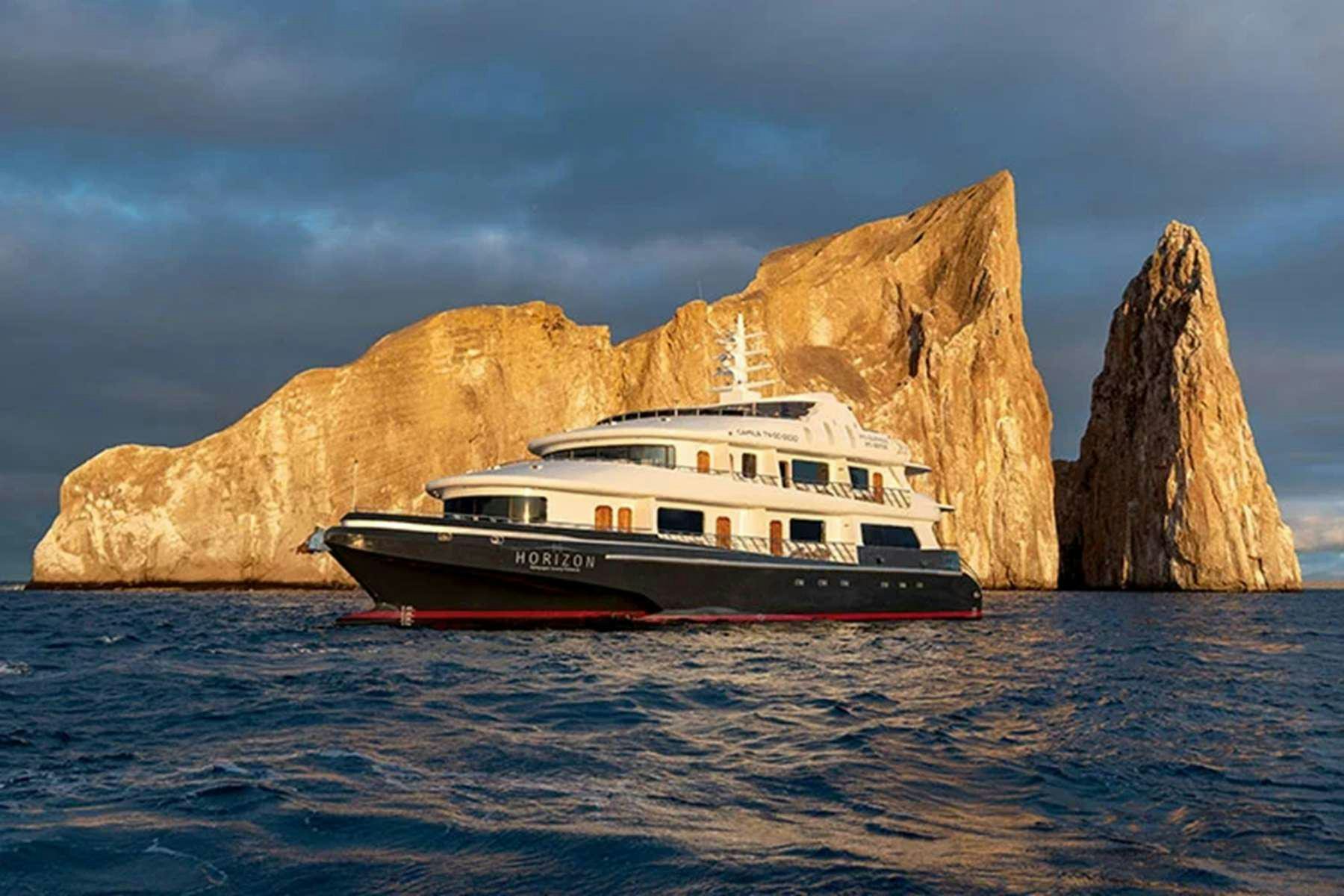 a boat in the water aboard GALAPAGOS HORIZON Yacht for Charter