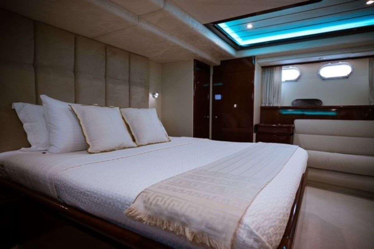 a bed in a room aboard HASARD Yacht for Charter