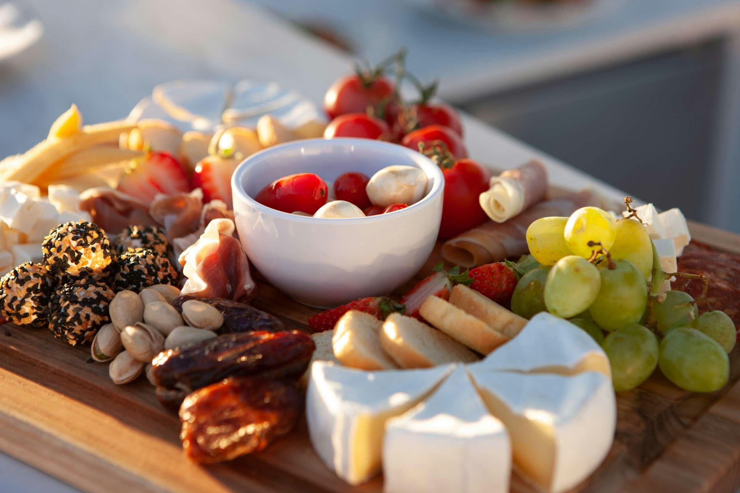 a plate of food aboard DADDY Yacht for Charter