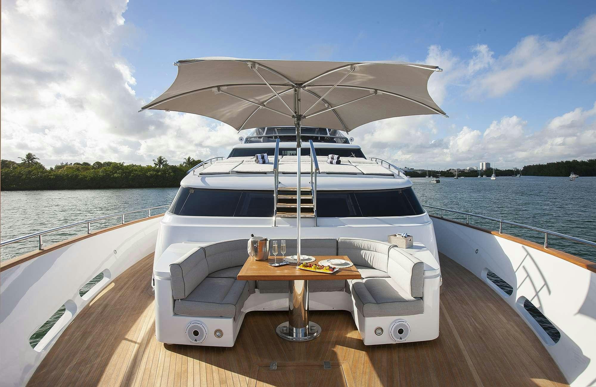 a boat on a water body aboard DADDY Yacht for Charter