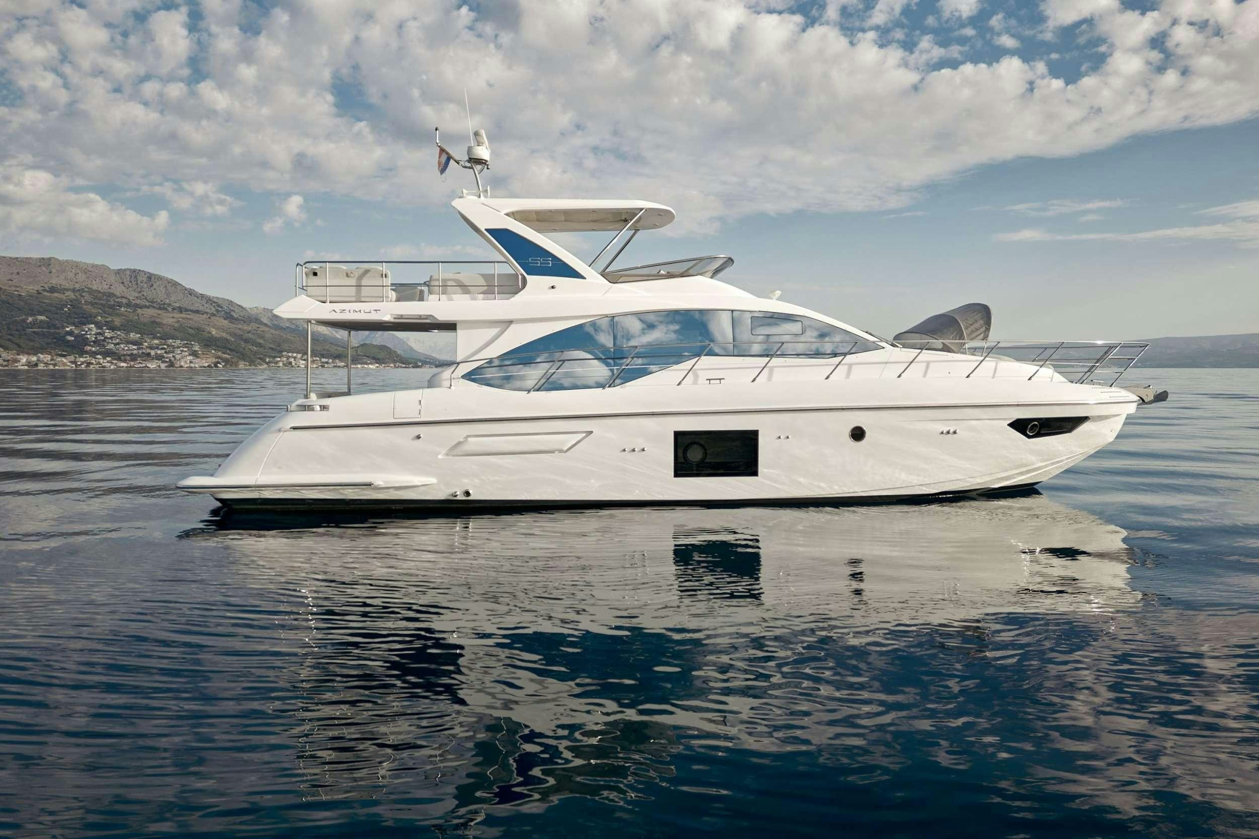 a white yacht on the water aboard AZIMUT 55 FLY - AMPARITO IV Yacht for Charter