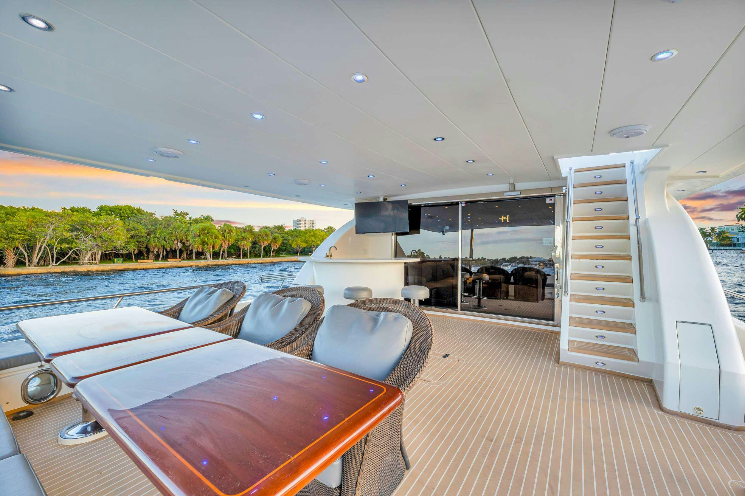 a boat on a deck aboard DREAM ON Yacht for Charter