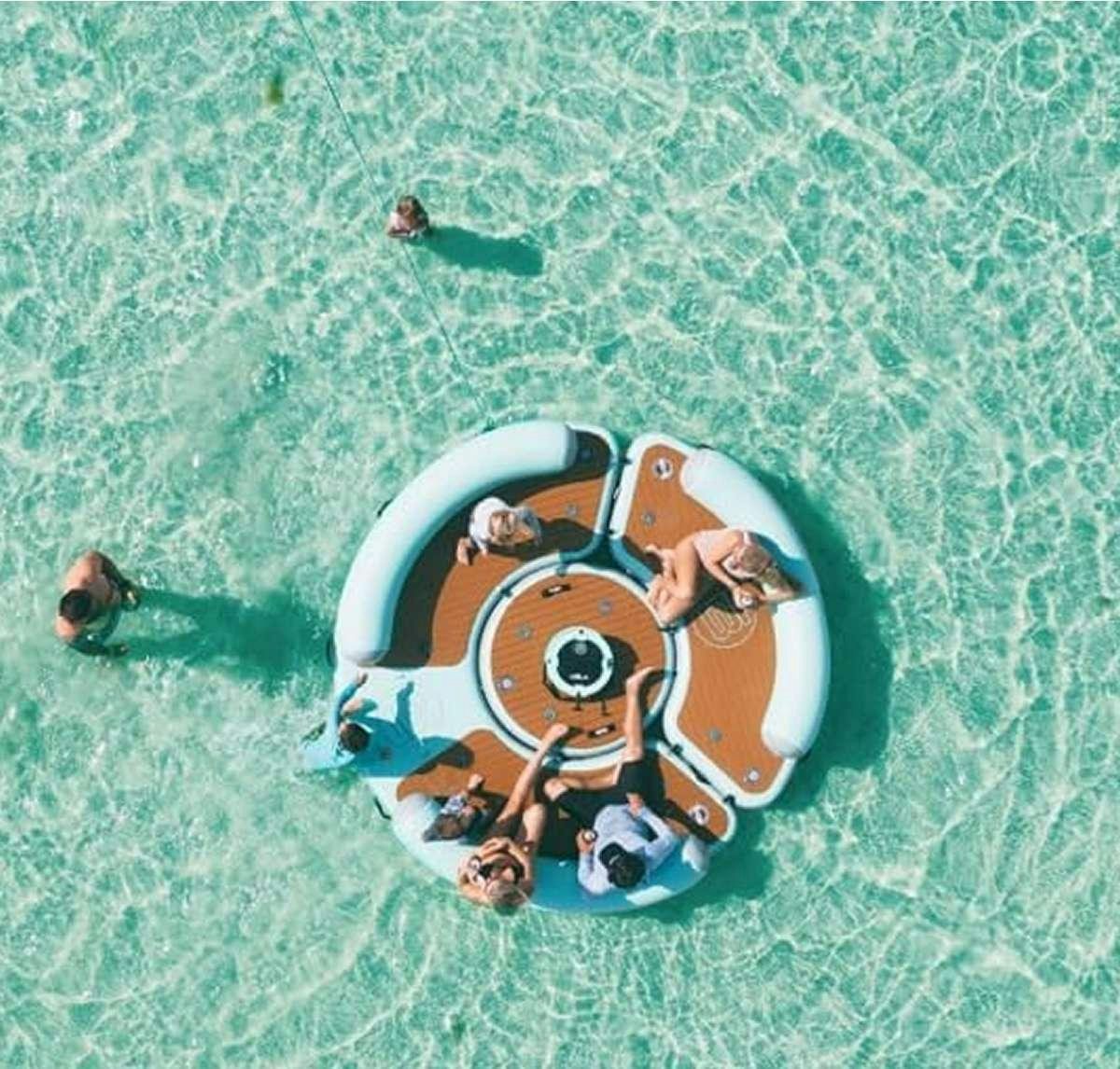a person lying on a mat aboard HALCYON Yacht for Charter