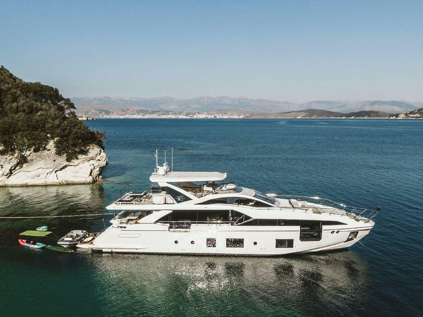 a yacht in the water aboard AGIO Yacht for Charter