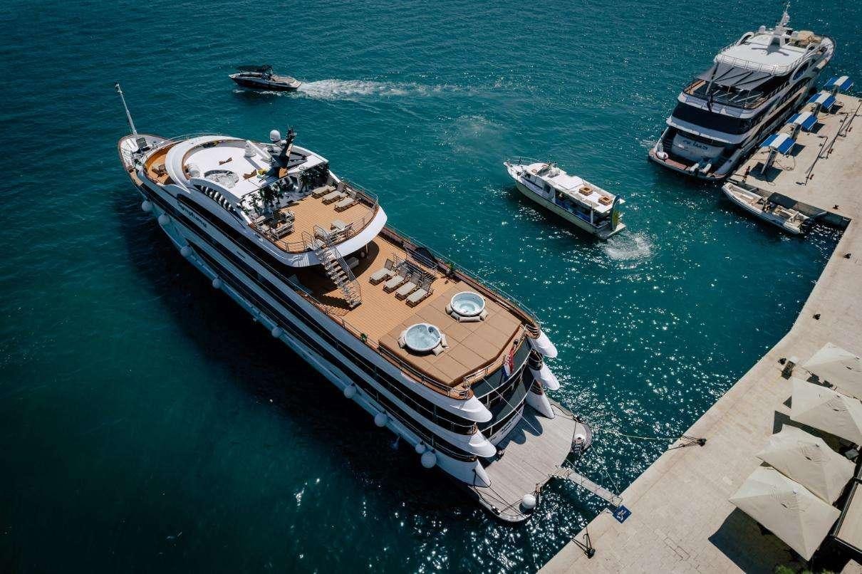 a ship in the water aboard SYMPHONY Yacht for Charter