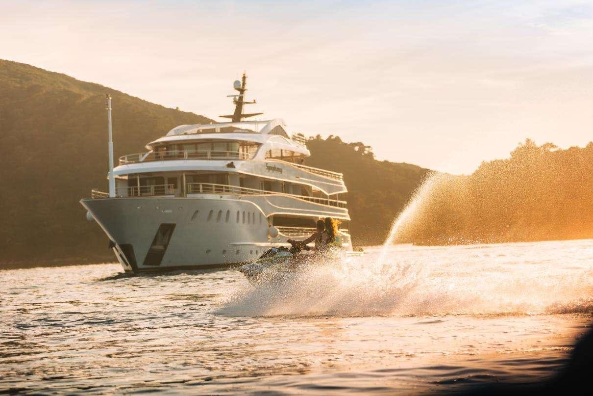 a boat on the water aboard SYMPHONY Yacht for Charter
