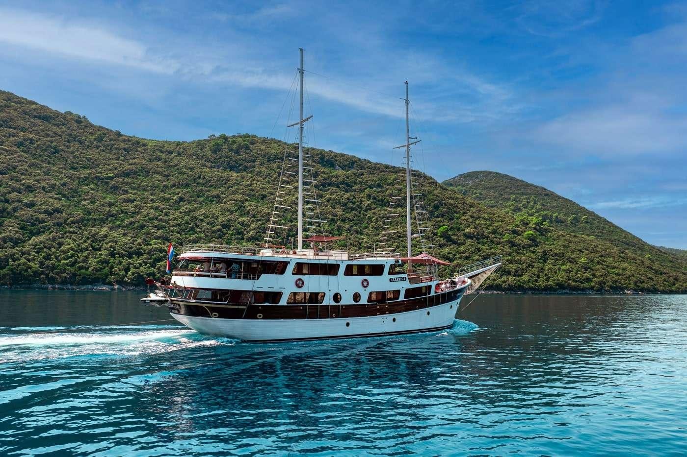 a boat on the water aboard CESARICA Yacht for Charter