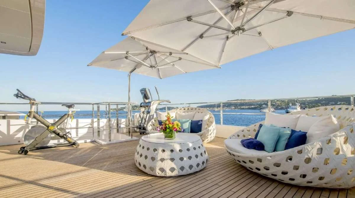 a boat on a deck aboard AXIOS Yacht for Charter