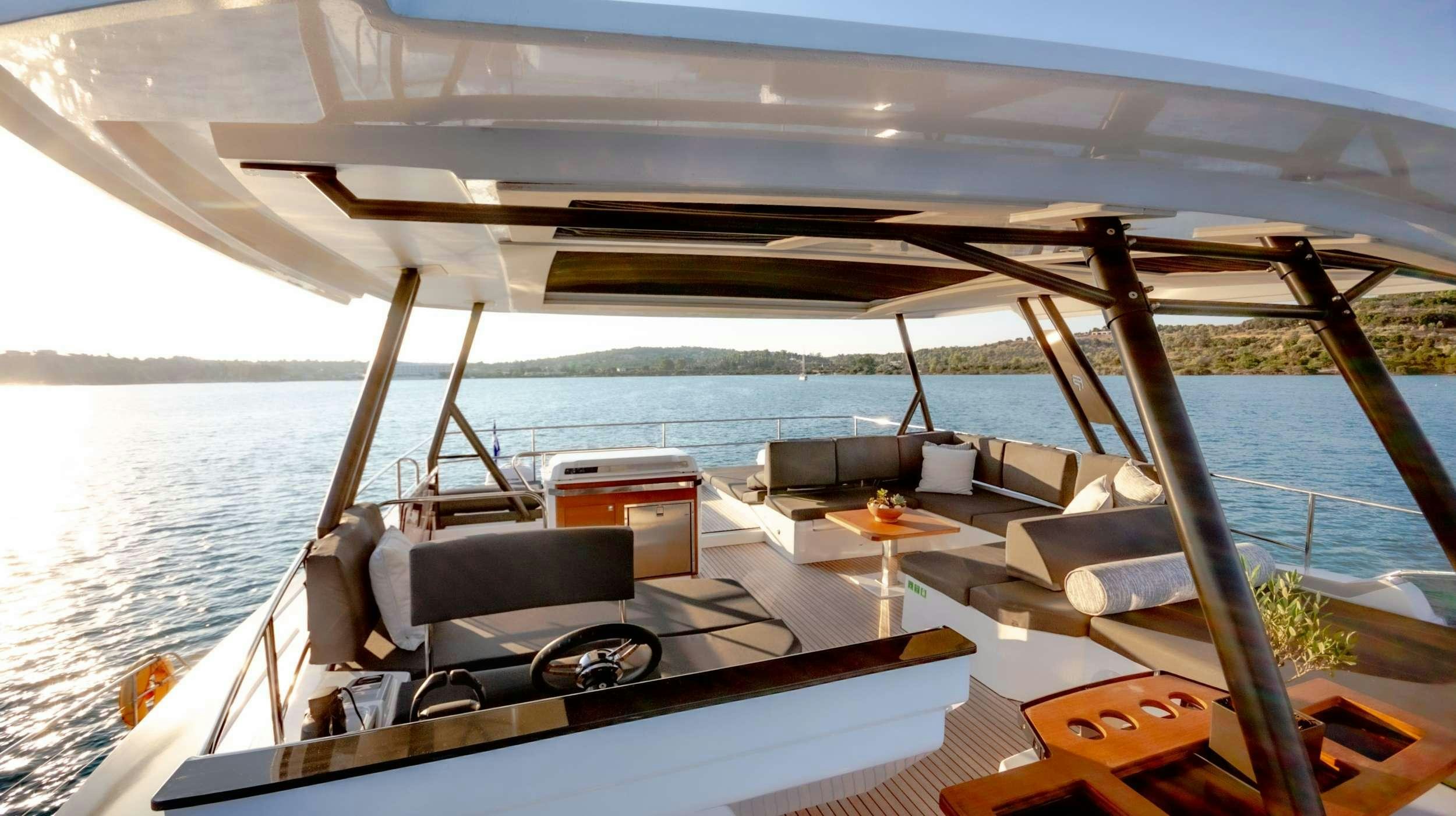 a boat on the water aboard JEWEL Yacht for Charter