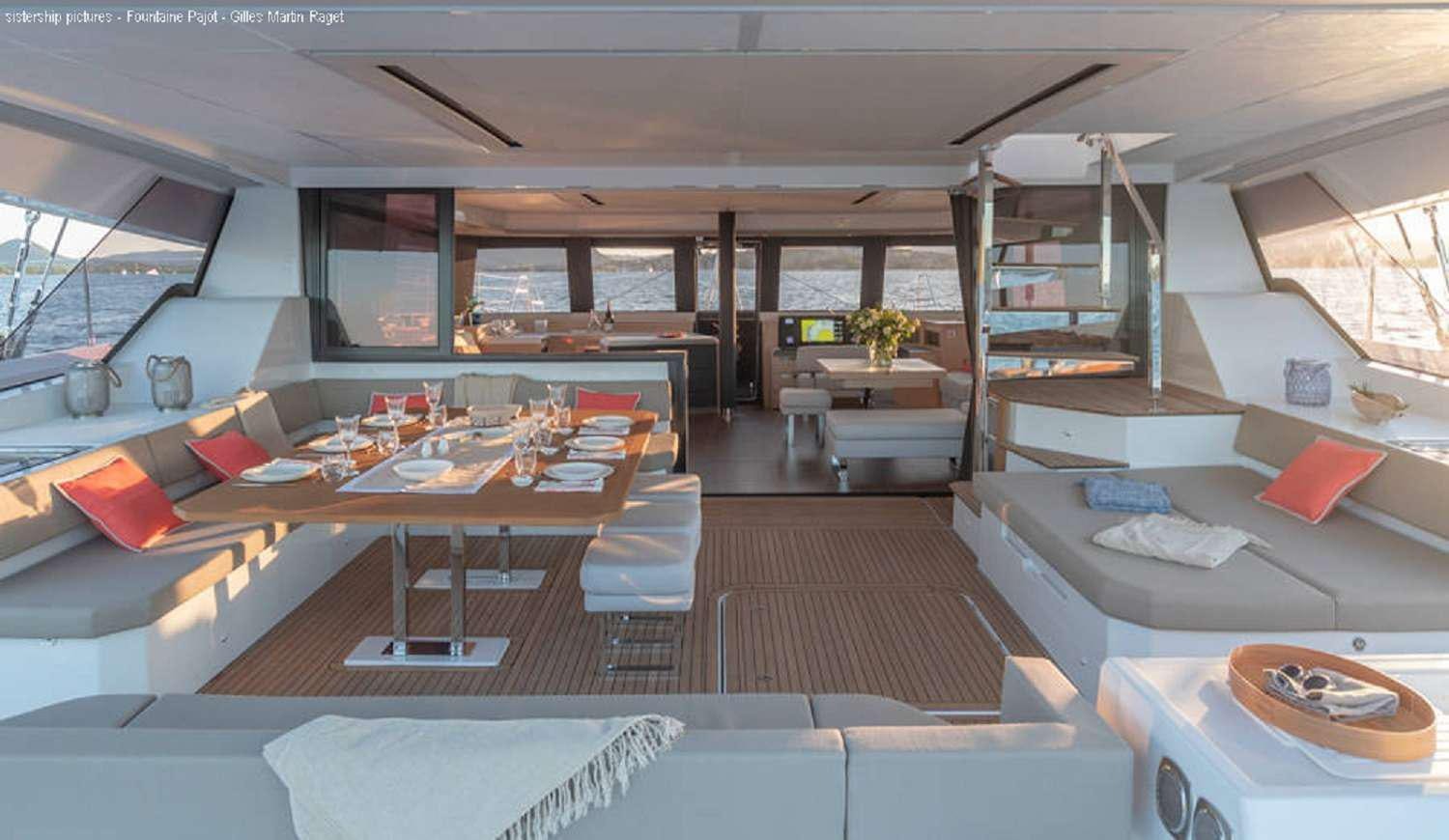 a room with a large window aboard JEWEL Yacht for Charter