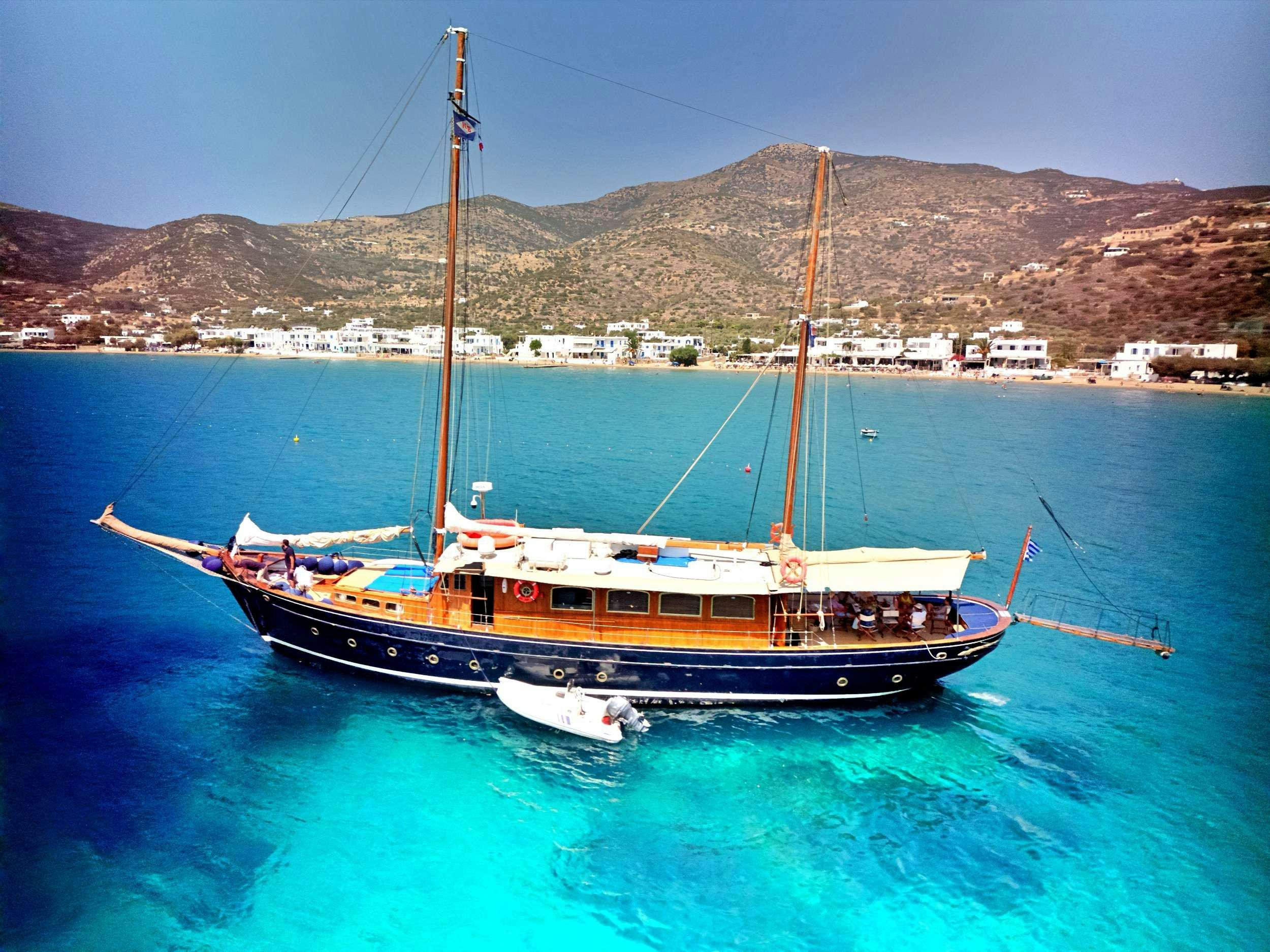 a boat in the water aboard APHRODITE Yacht for Charter