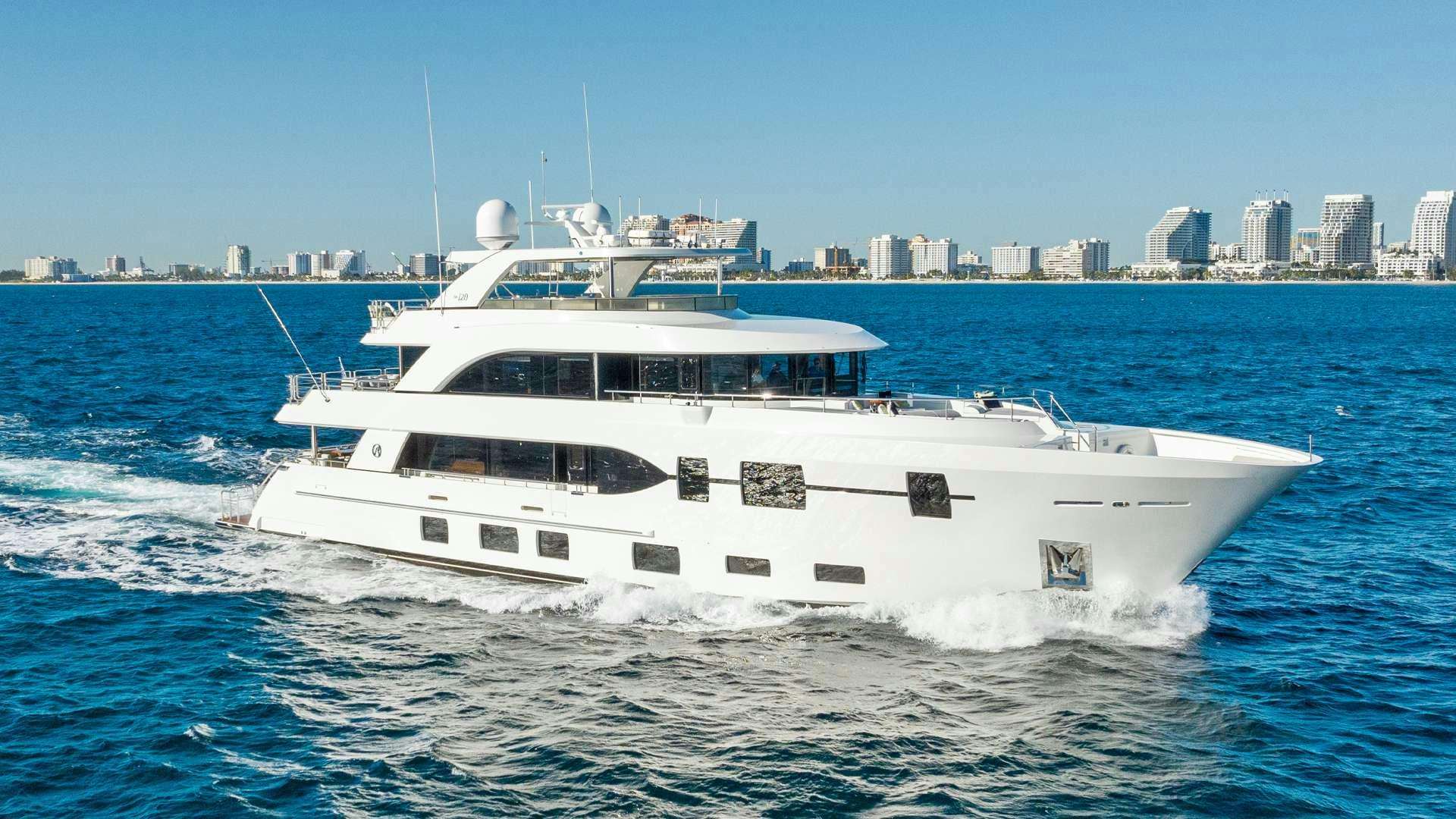a white yacht on the water aboard LONG AWEIGHTED Yacht for Charter