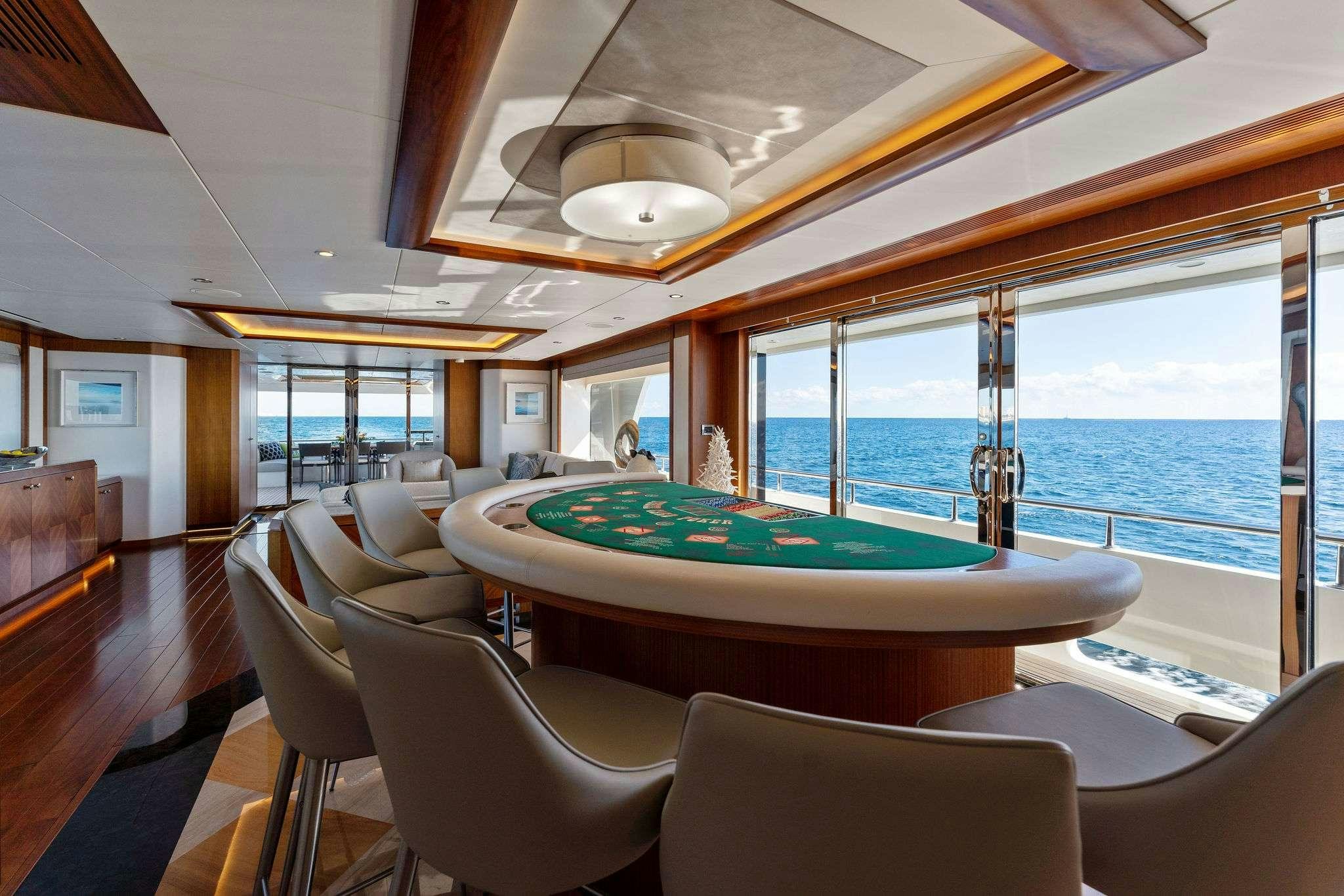 a pool table in a boat aboard LONG AWEIGHTED Yacht for Charter