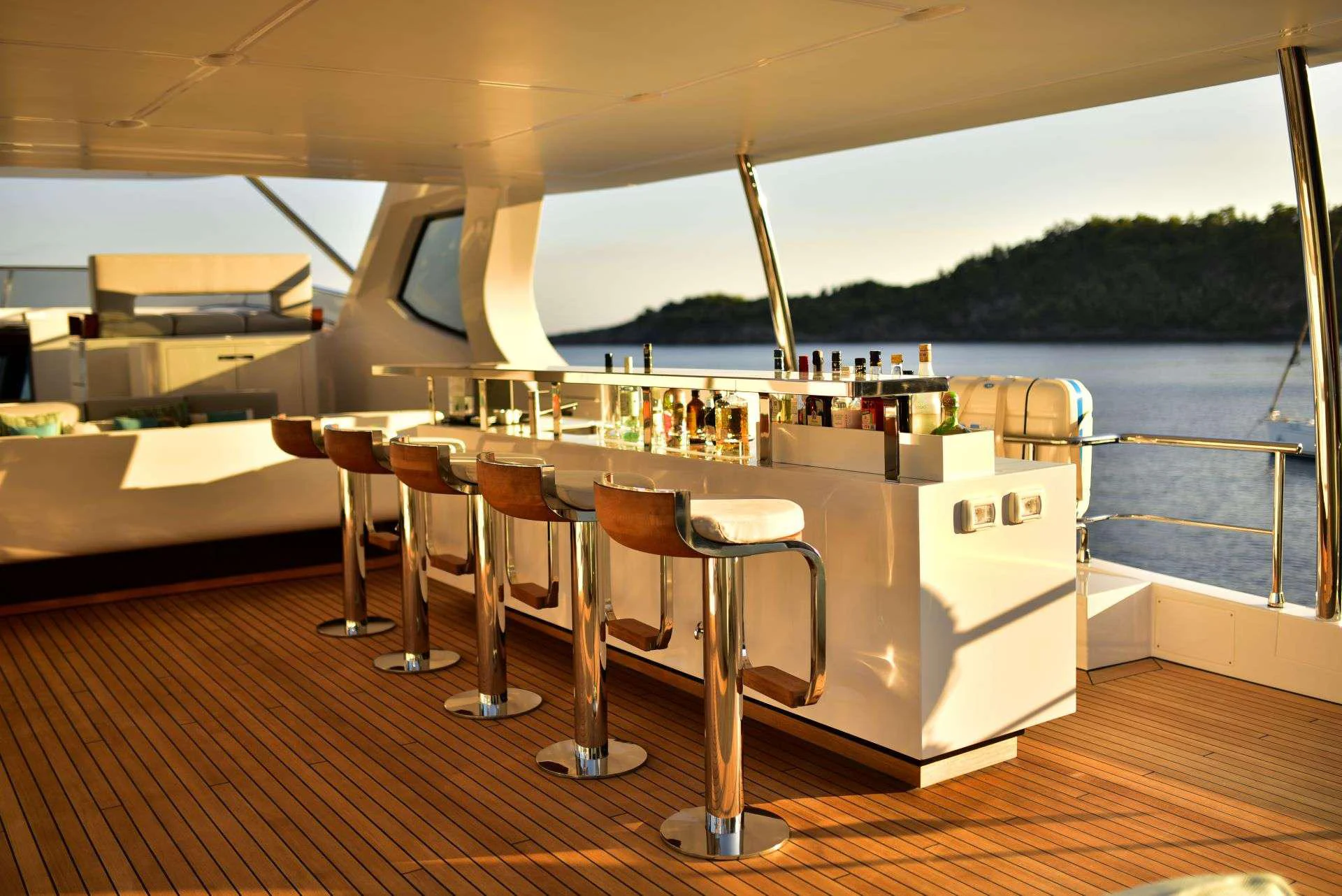 a table on a boat aboard 116 YACHT Yacht for Charter