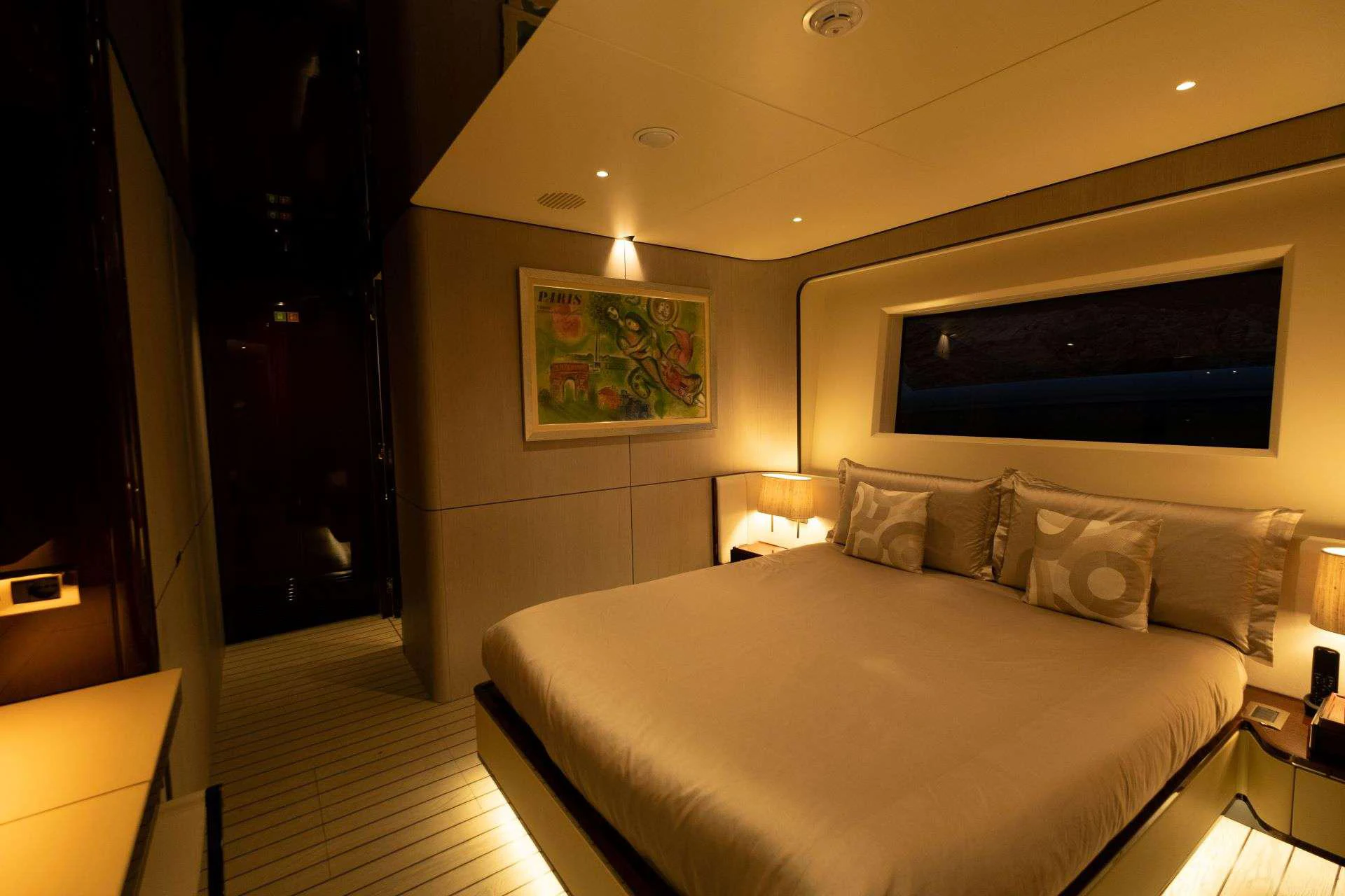 a bed in a room aboard 116 YACHT Yacht for Charter