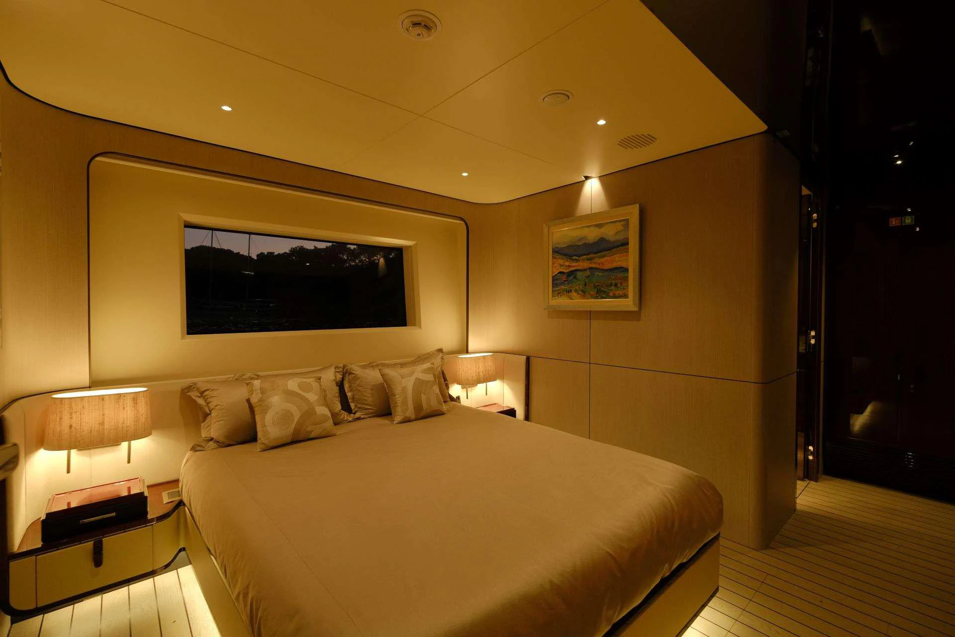 a bed in a hotel room aboard 116 YACHT Yacht for Charter