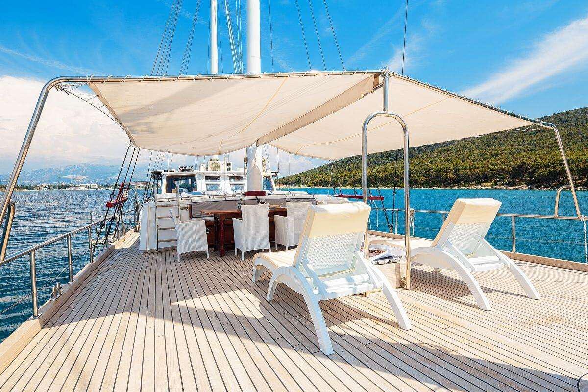 a boat on the water aboard GIDEON Yacht for Charter