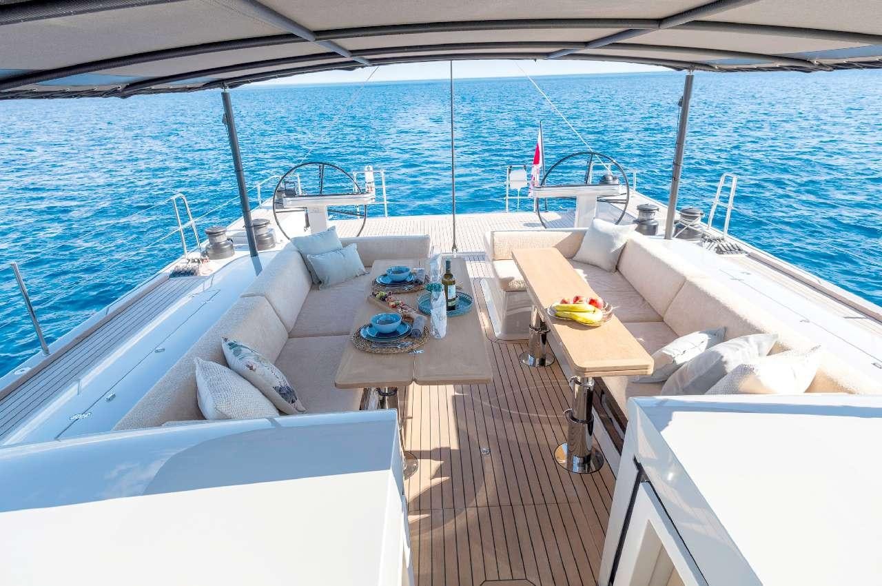 a deck on a boat aboard YUME Yacht for Charter